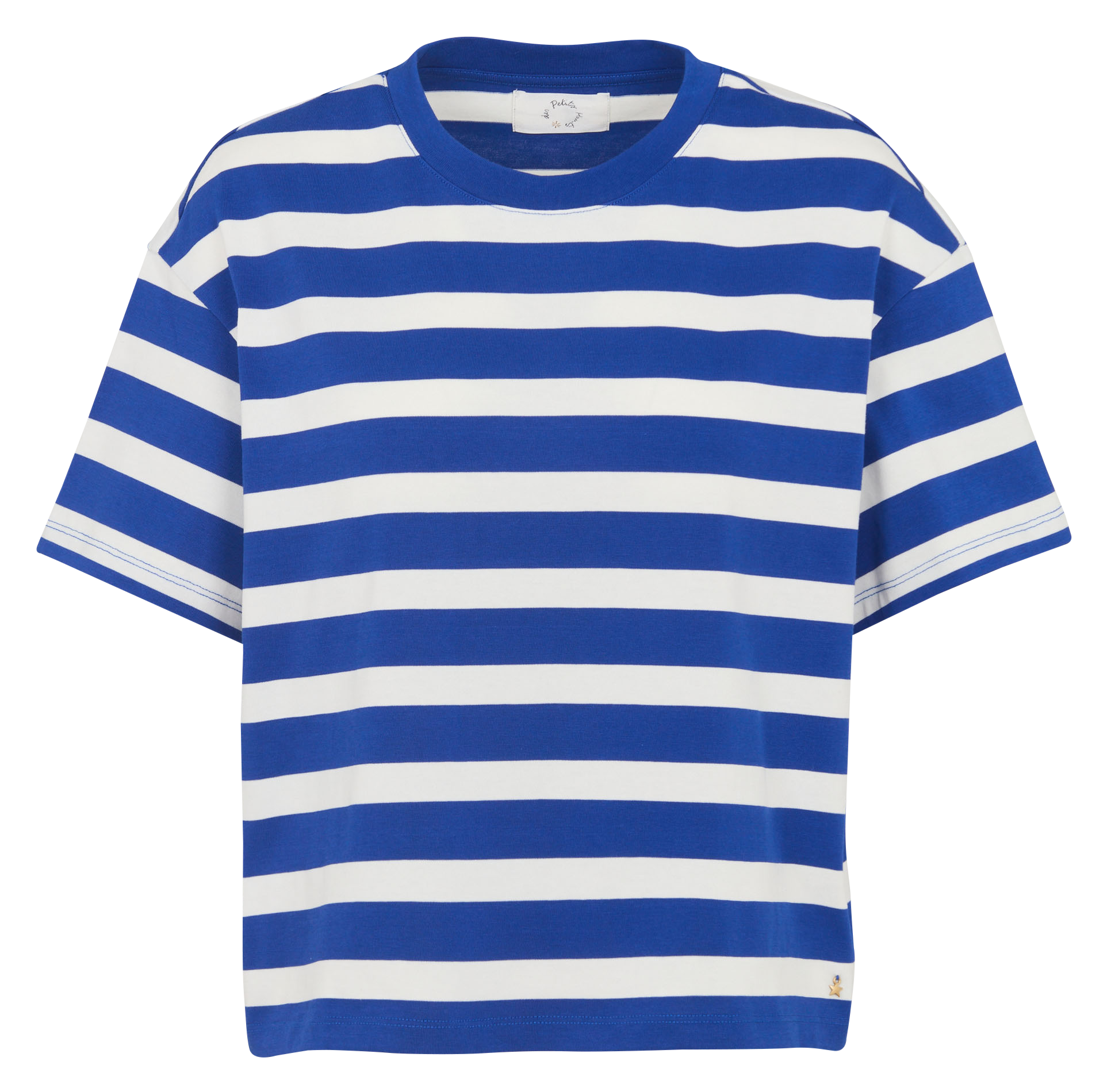 T-shirt oversize scollo tondo in cotone DES PETITS HAUTS Blu