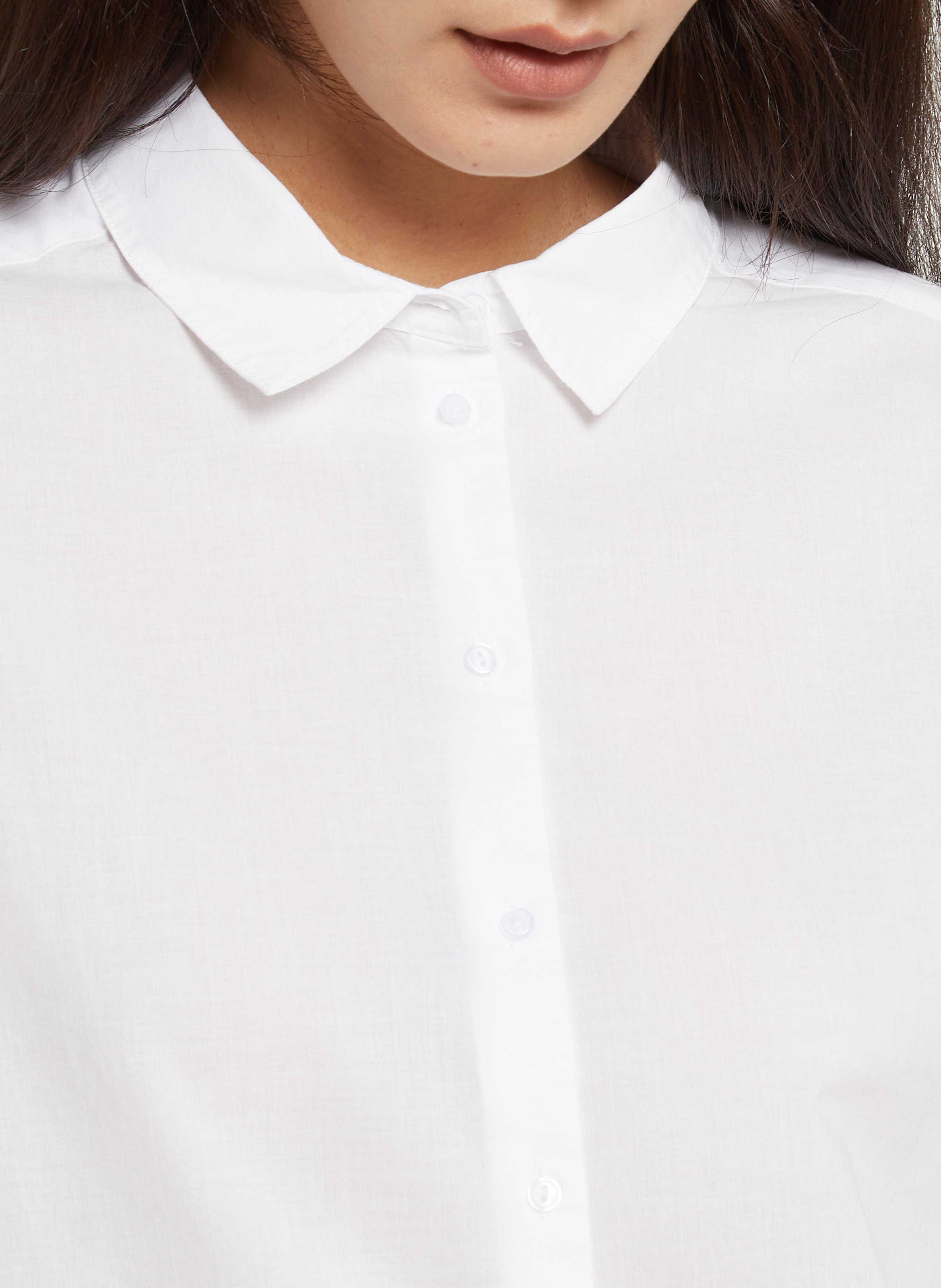 Weit geschnittene Baumwollbluse mit klassischem Kragen SUD EXPRESS Weiss