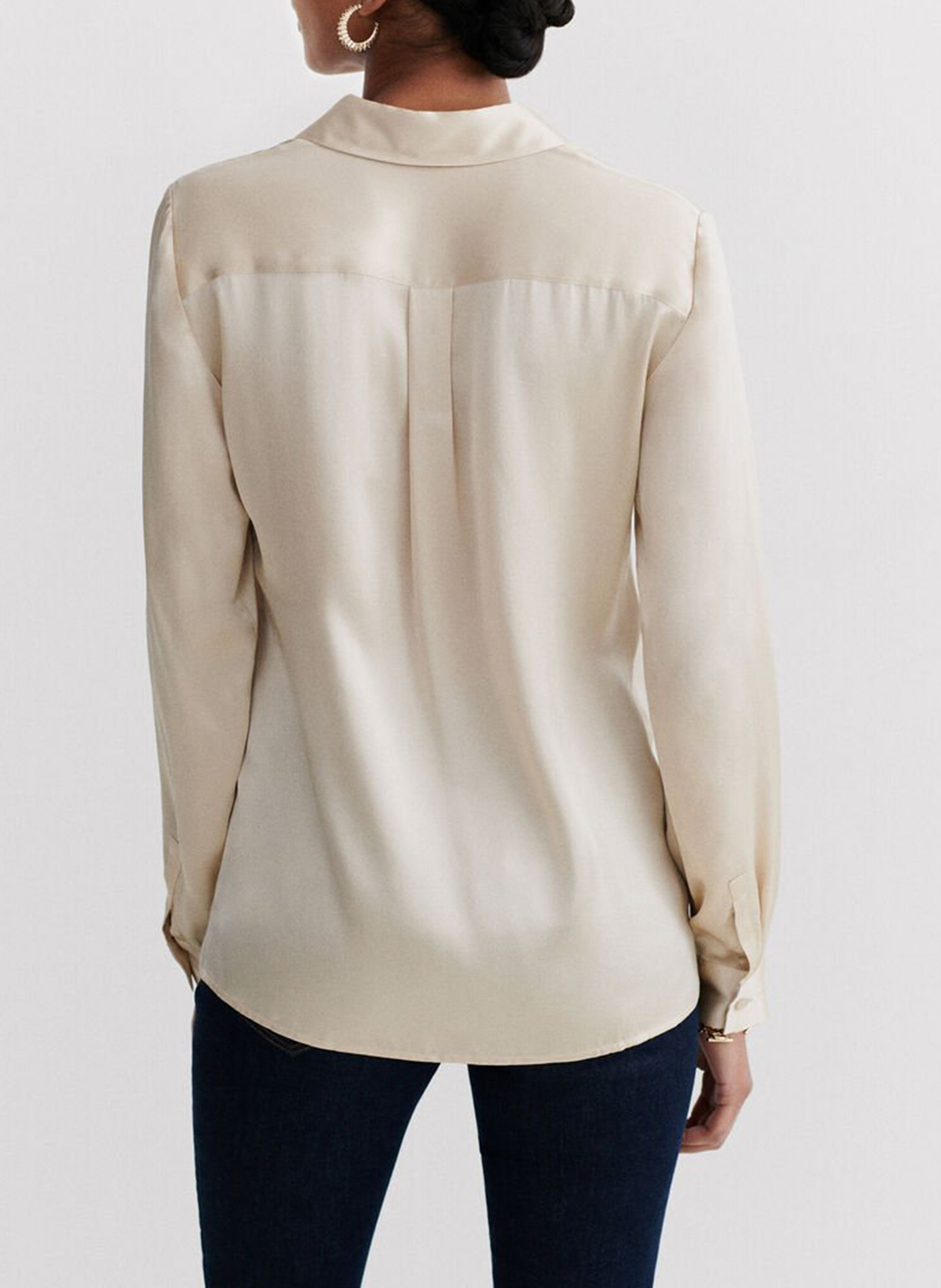 Chemise en soie col classique CAROLL Beige