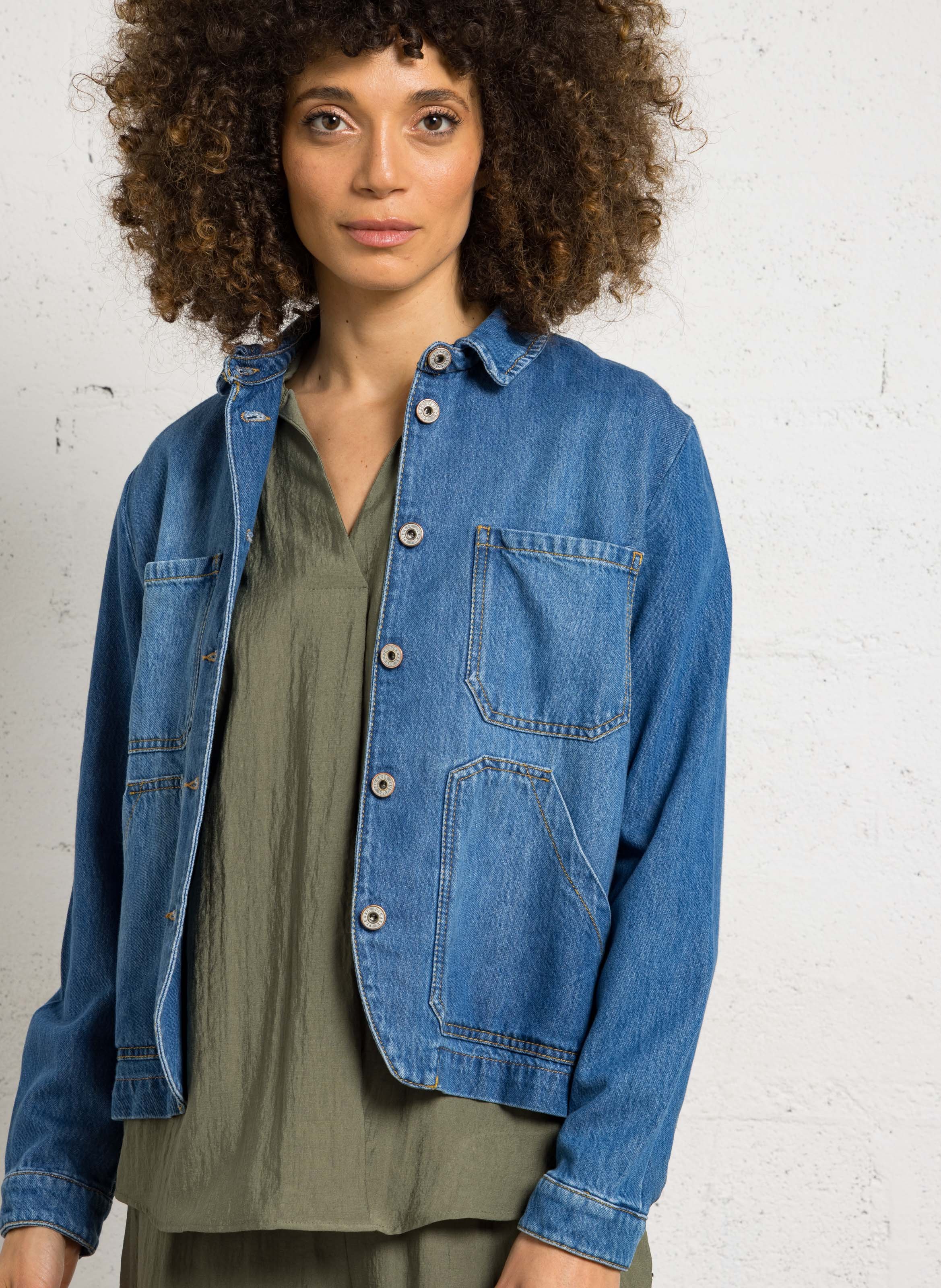 Veste col classique en coton mélangé PLEASE Bleu