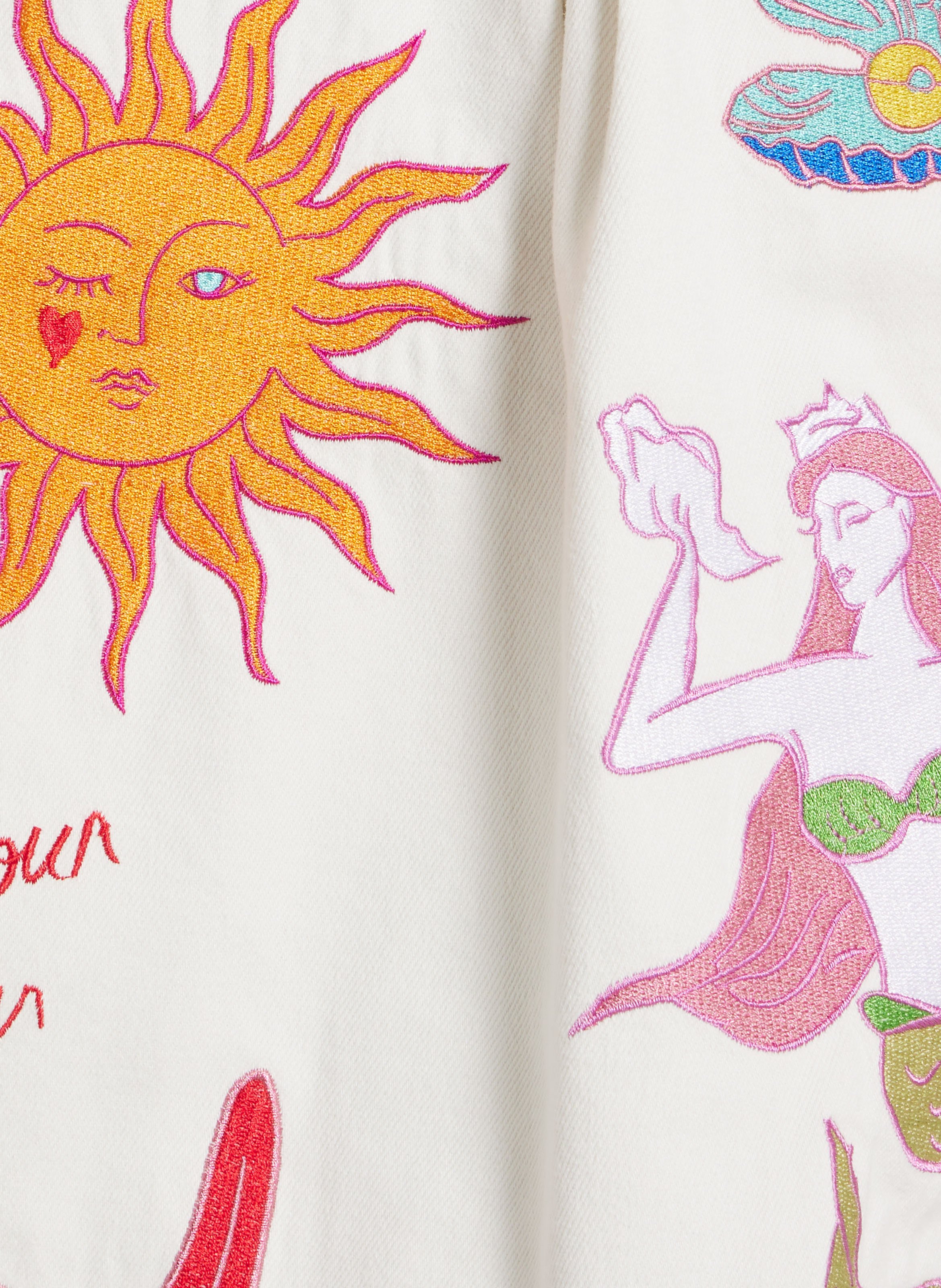 Veste droite en coton brodé LA PETITE ETOILE Blanc