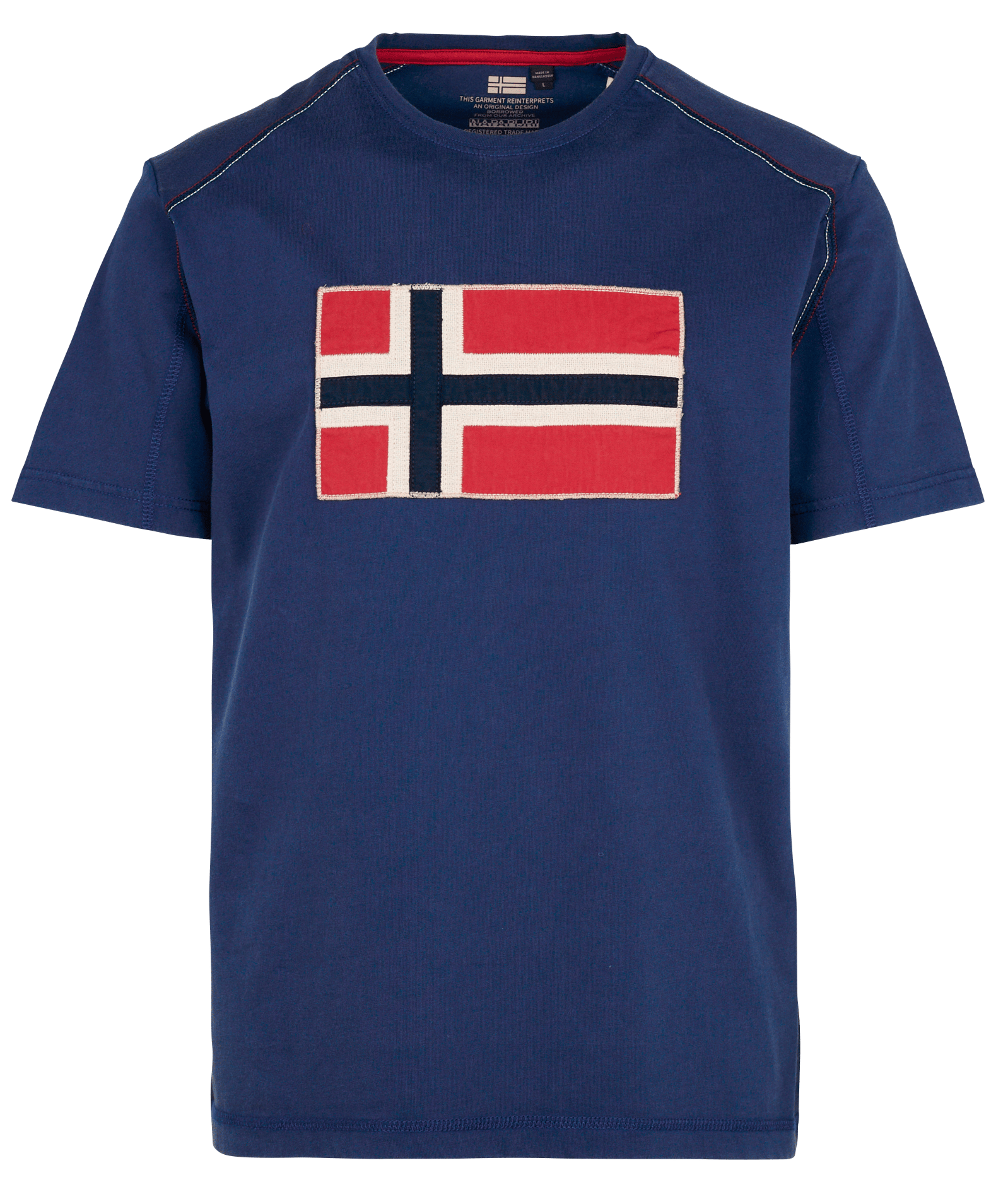Tee-shirt droit col rond brodé en coton NAPAPIJRI Bleu