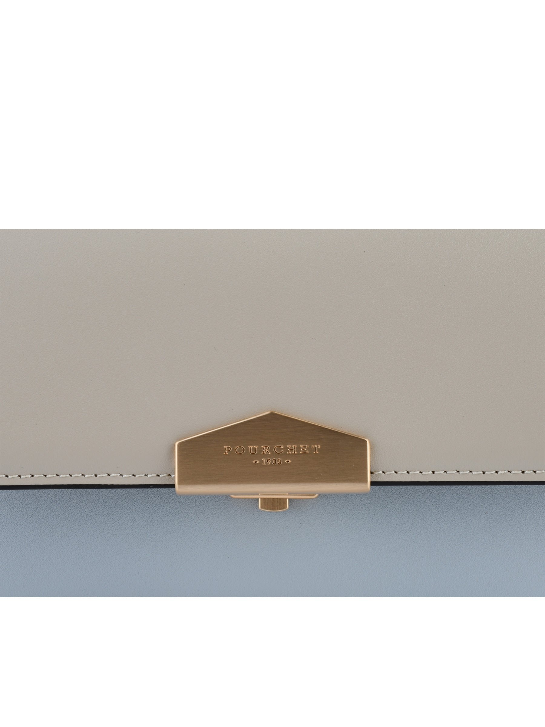 Calfskin leather shoulder bag POURCHET Beige