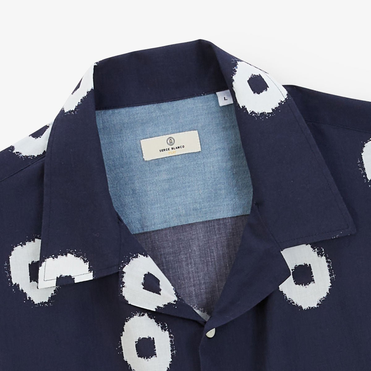 Short-sleeved shirt in printed Japanese cotton SERGE BLANCO Blue