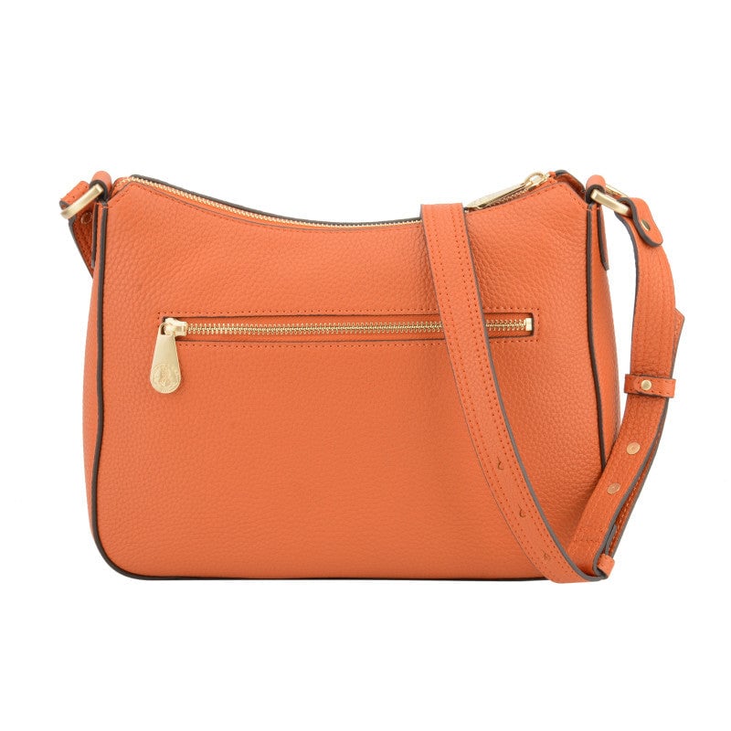 Crossbody bag in cowhide leather POURCHET Orange