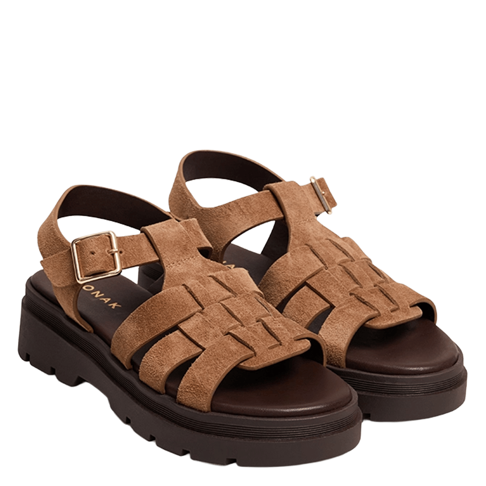 Leather wedge sandals JONAK Brown