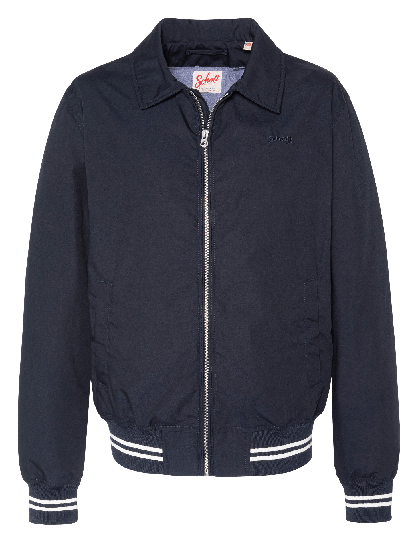 Solid Zip-Up Straight Fit Jacket SCHOTT Blue