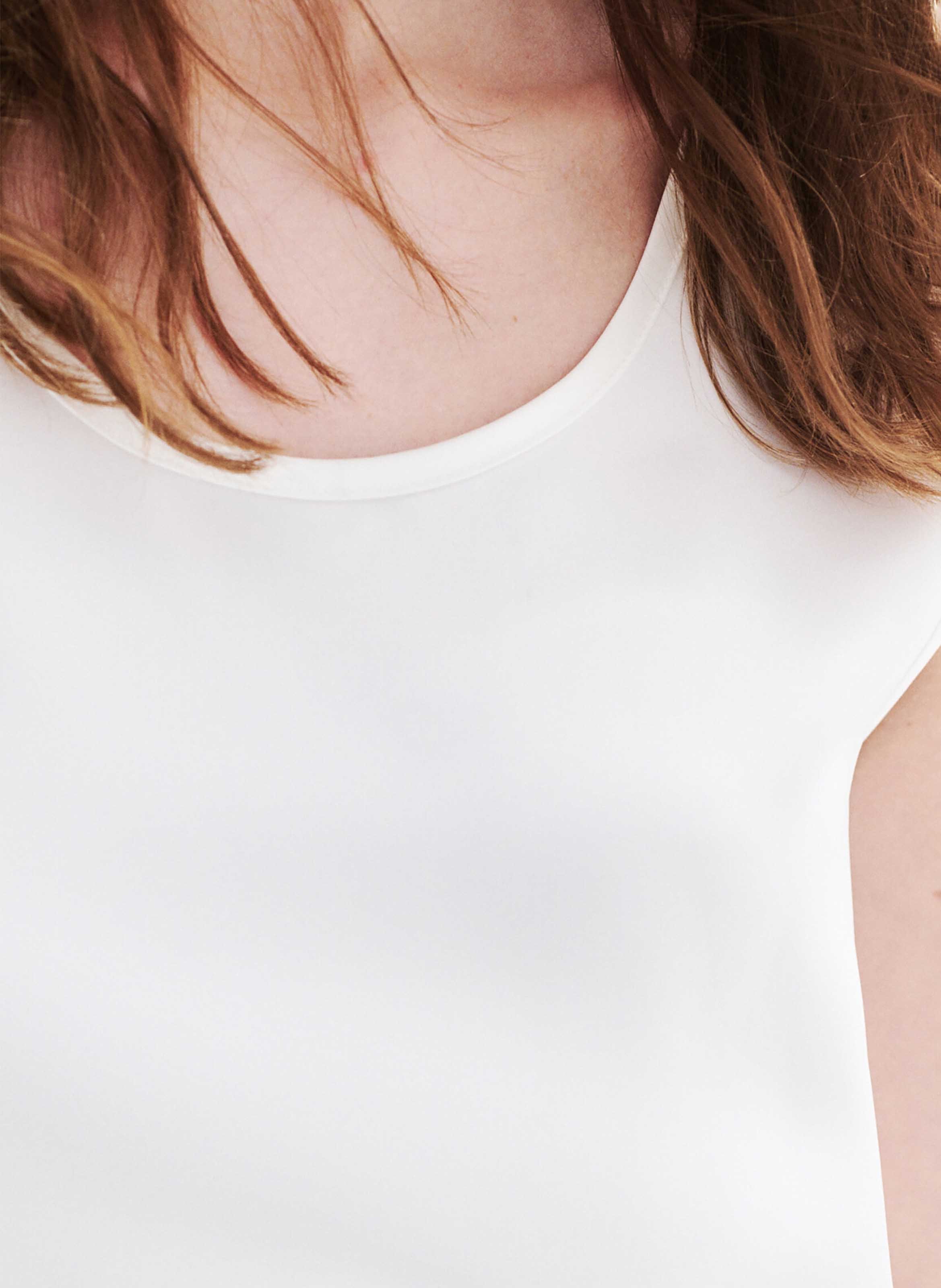 Top ample col rond satiné CAROLL Beige