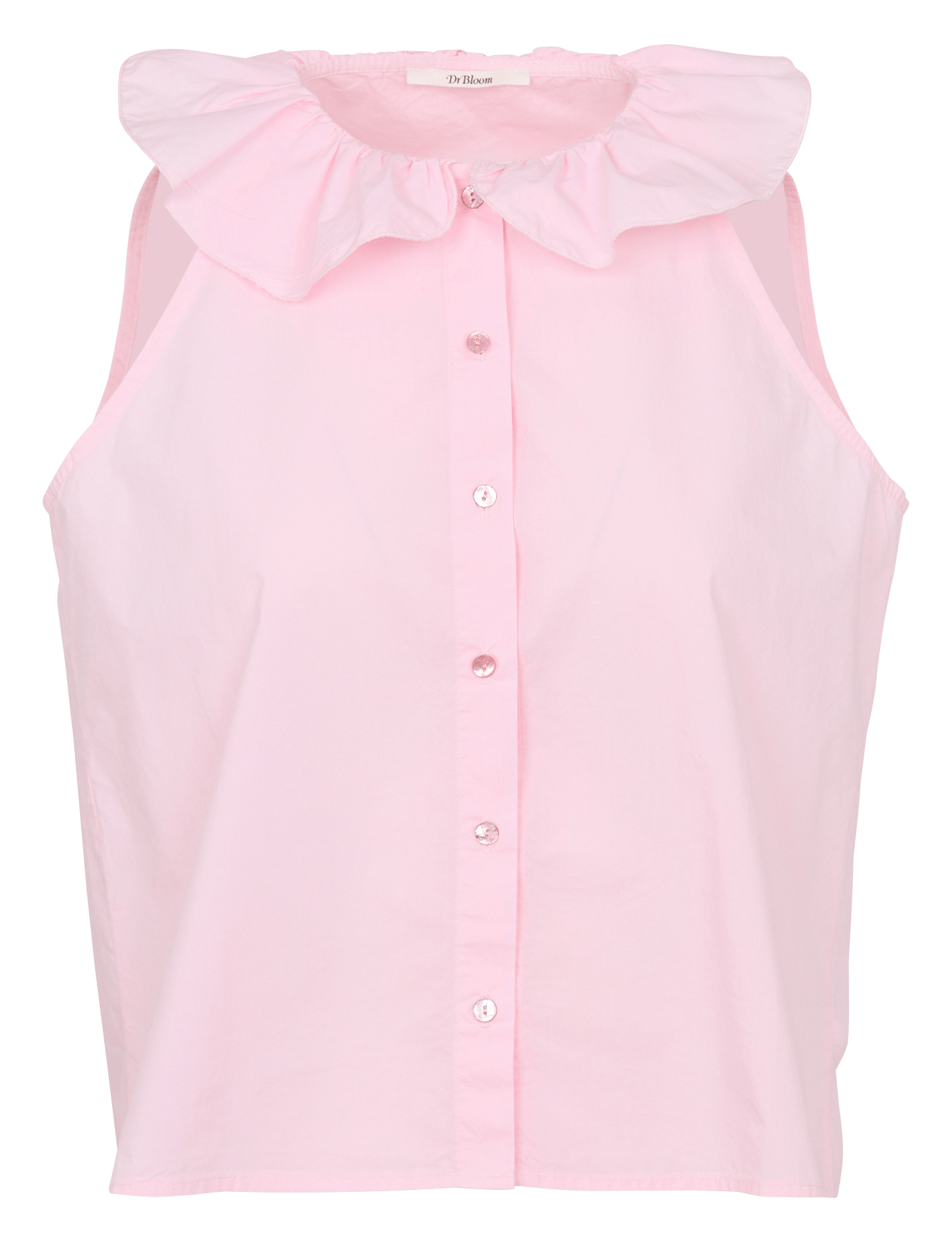 Mouwloze blouse met effen ruches DR BLOOM Roze