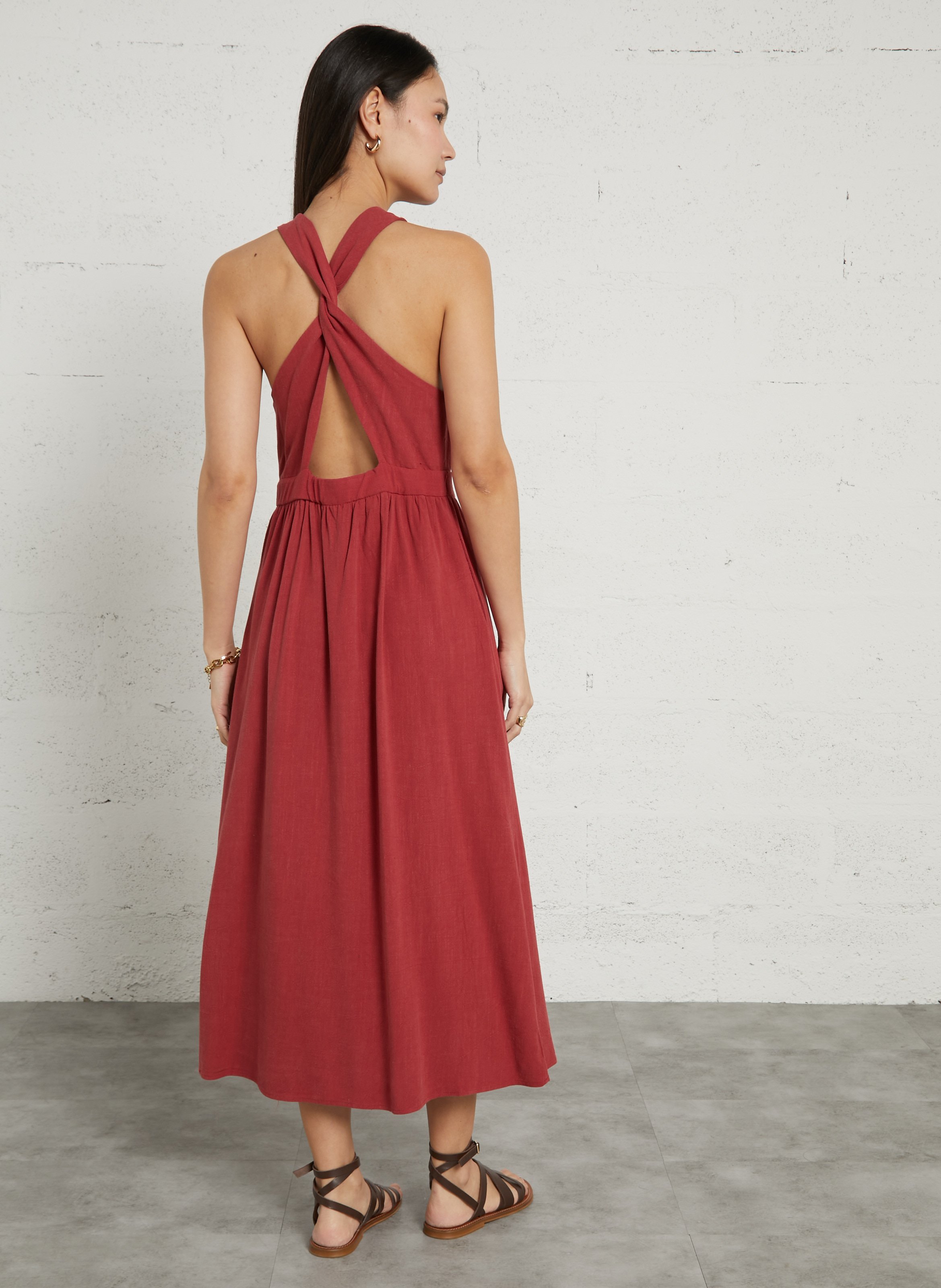 Lange, mouwloze jurk THE KORNER Rood