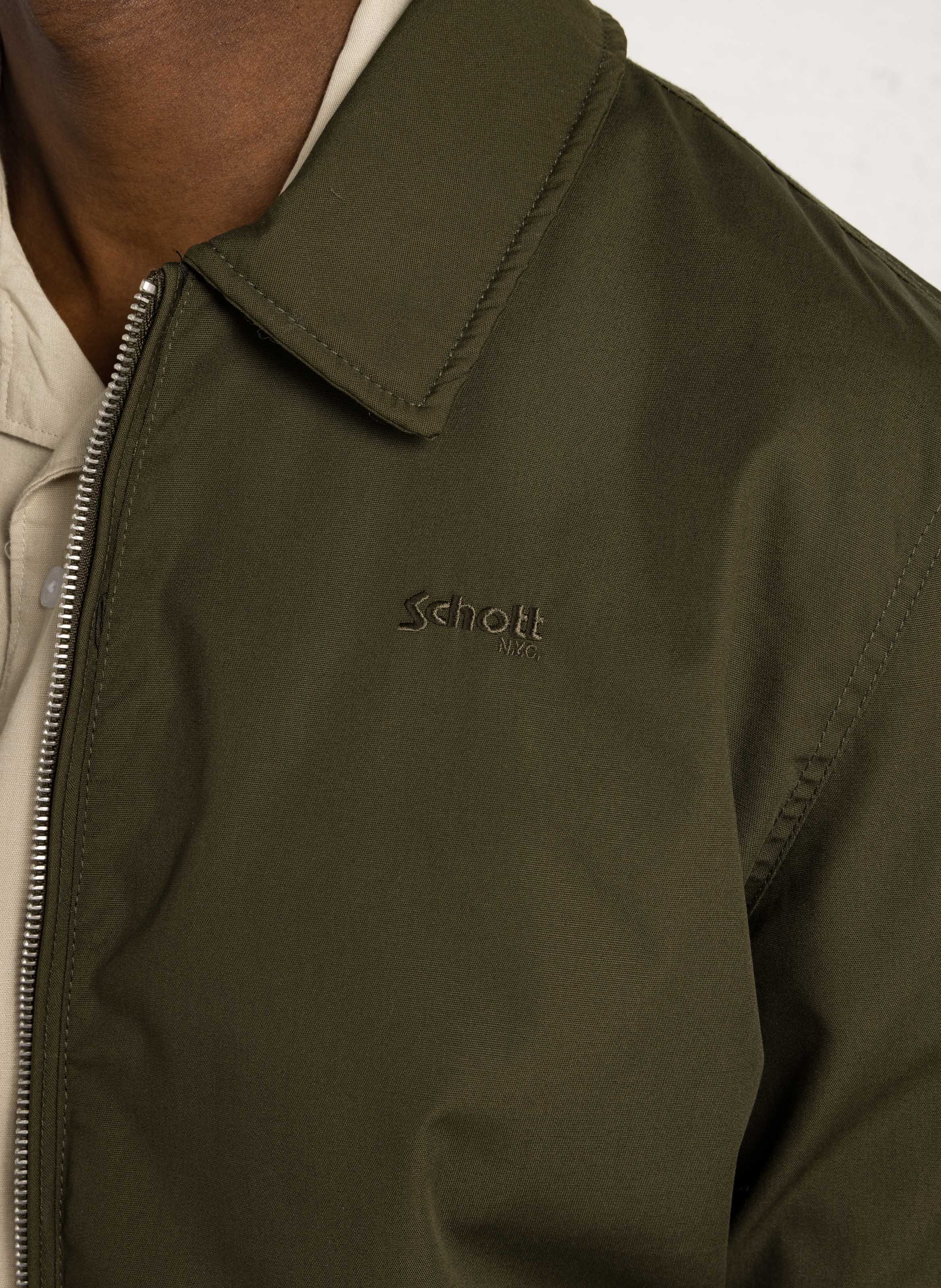 Gerader Reißverschluss-Blouson in Uni-Farbe SCHOTT Khaki