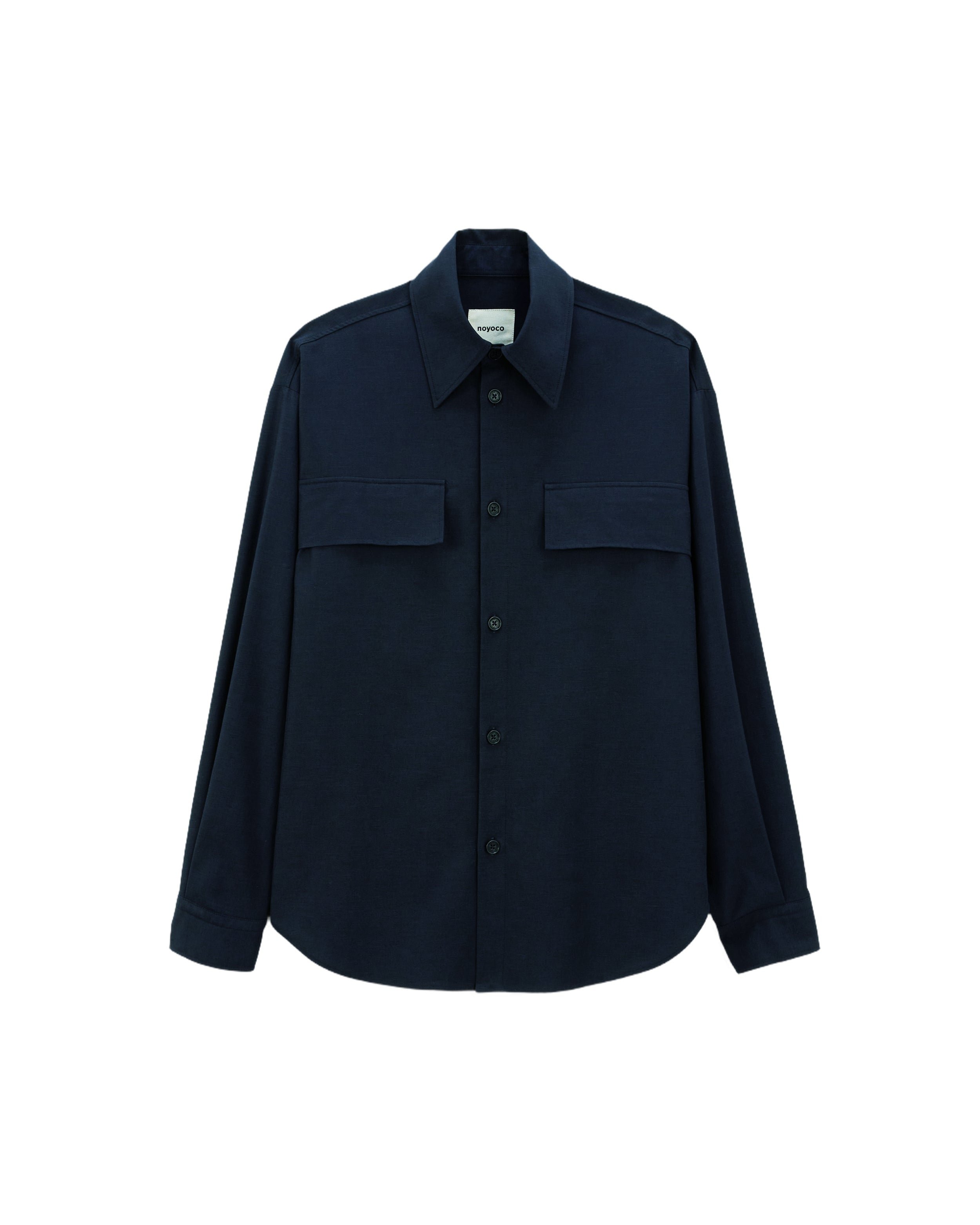 Chemise élégante tautira navy Noyoco Bleu