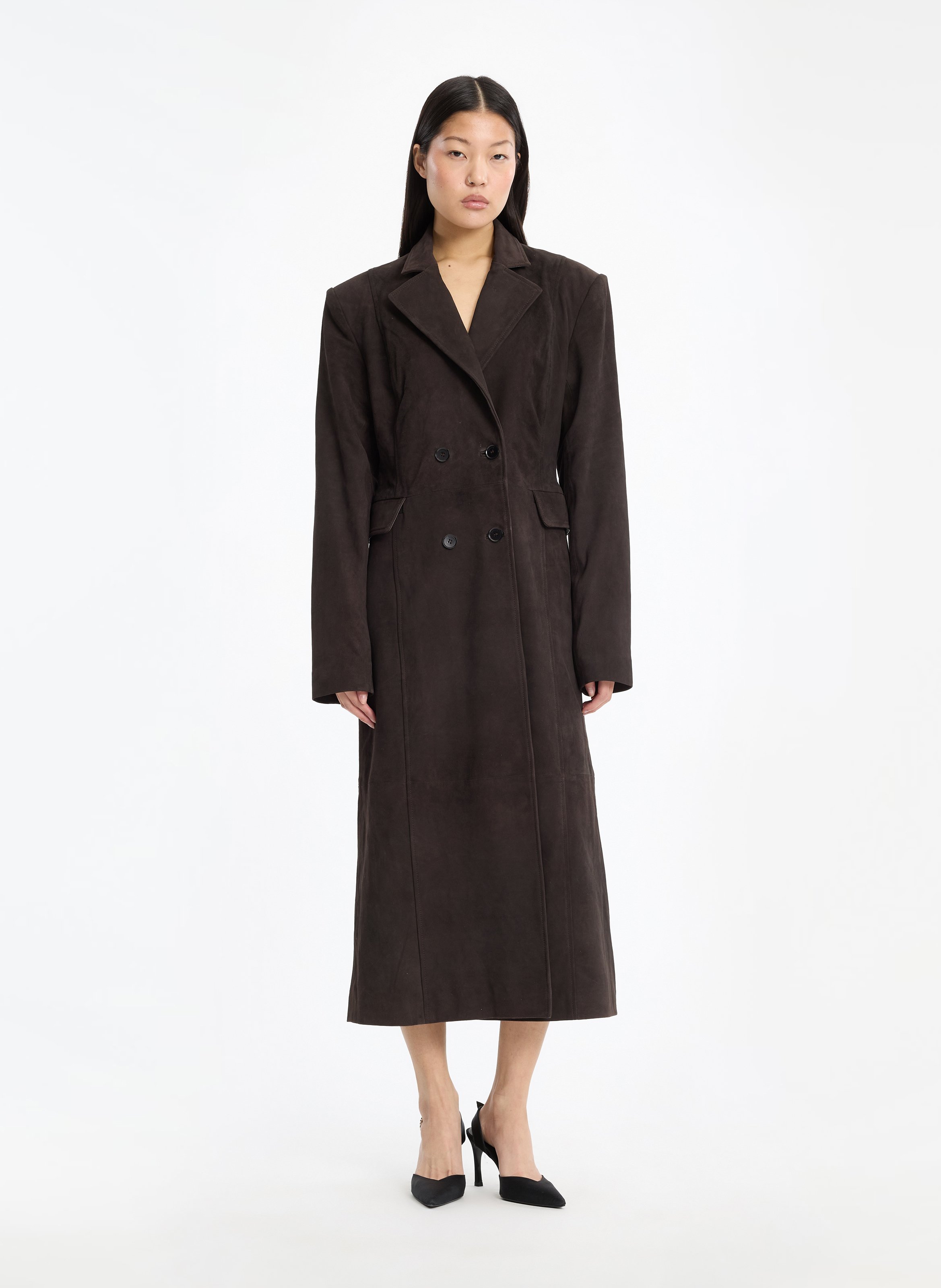 Manteau en cuir ROTATE Marron