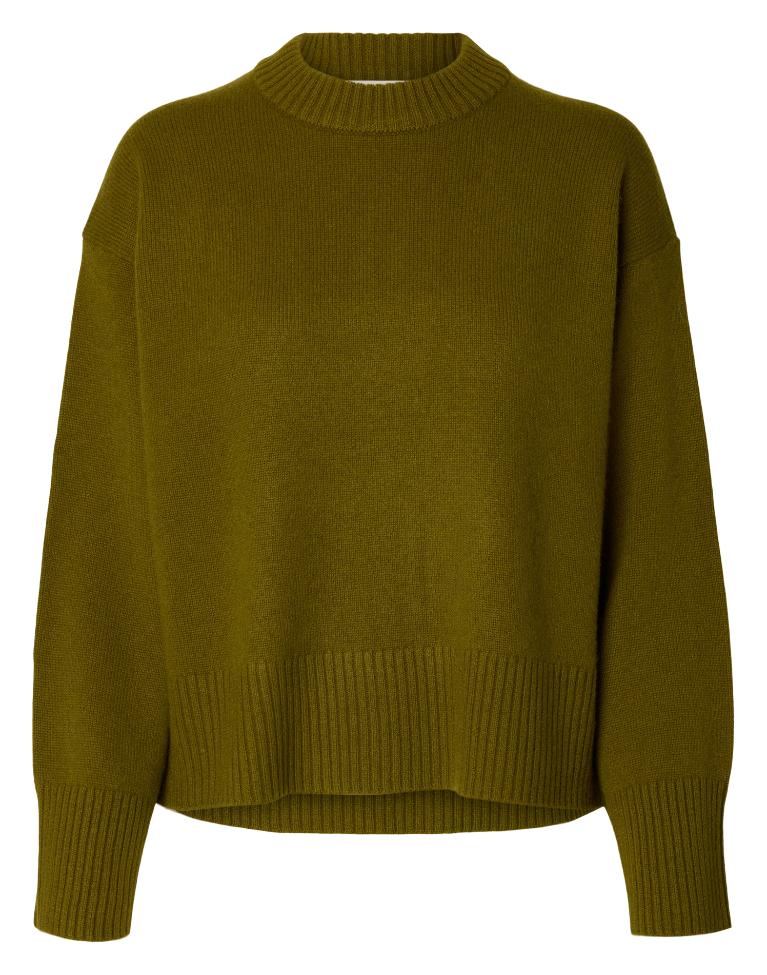 Straight wool and cashmere high-neck sweater | Green SELECTED Women