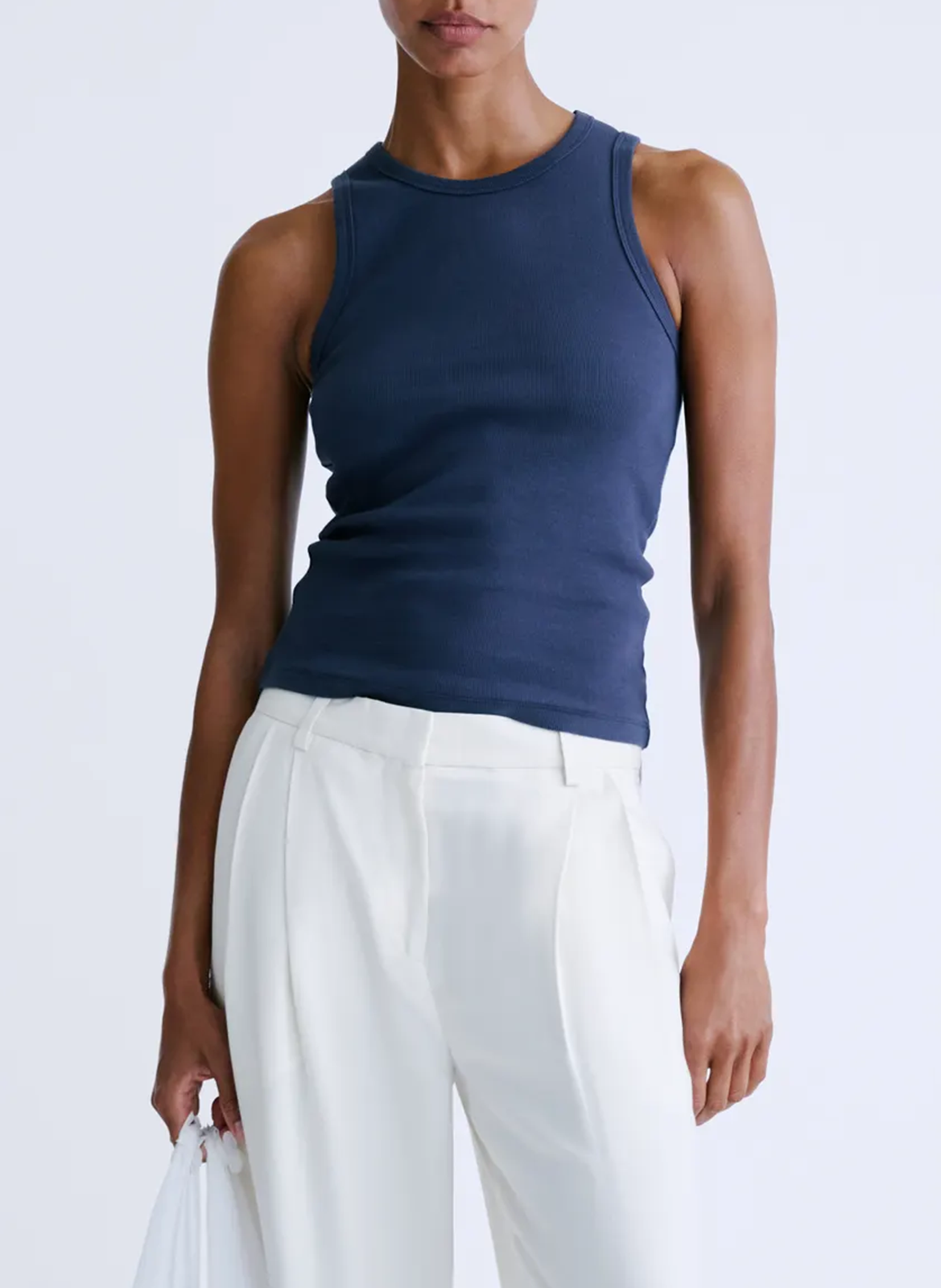 Geripptes einfarbiges Tanktop LOVE STORIES Blau