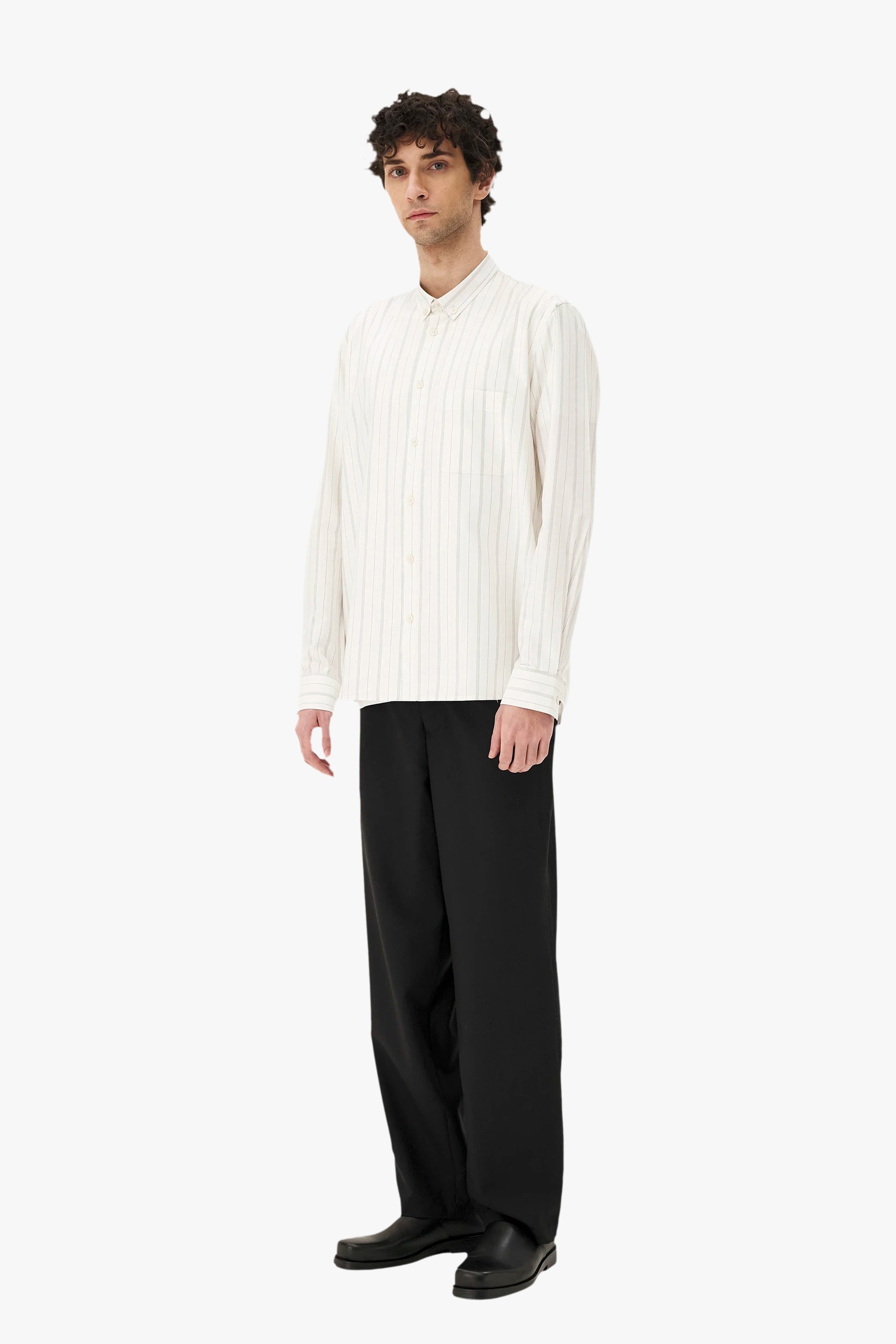 Striped Curtis Shirt | White Noyoco Men