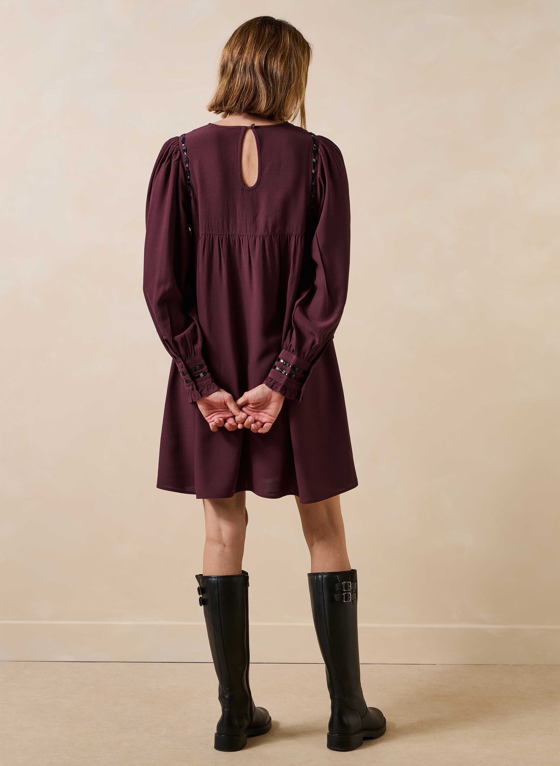 Robe courte ample à broderies LA FEE MARABOUTEE Multicolore