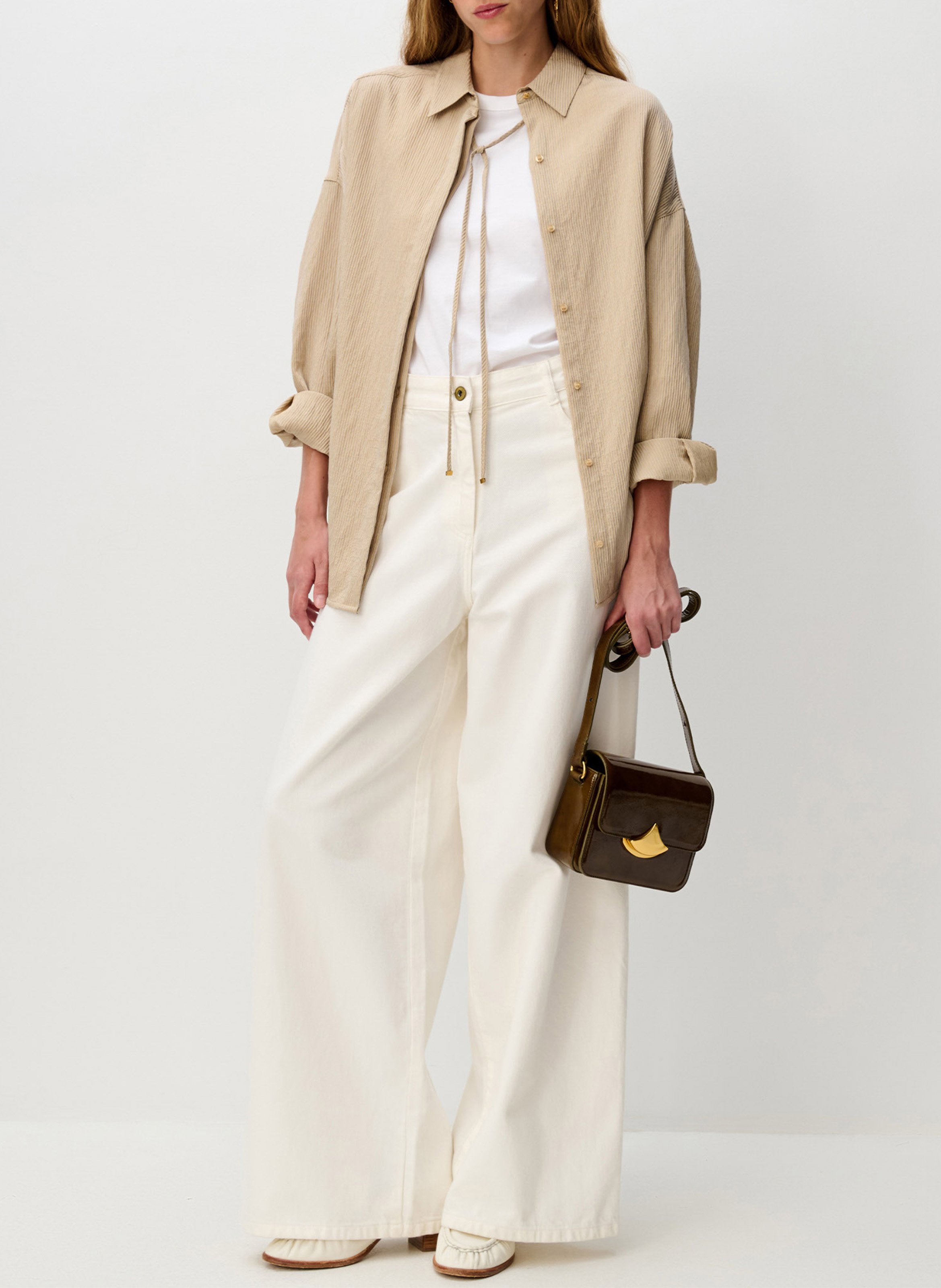 Straight shirt with classic collar SESSUN Beige