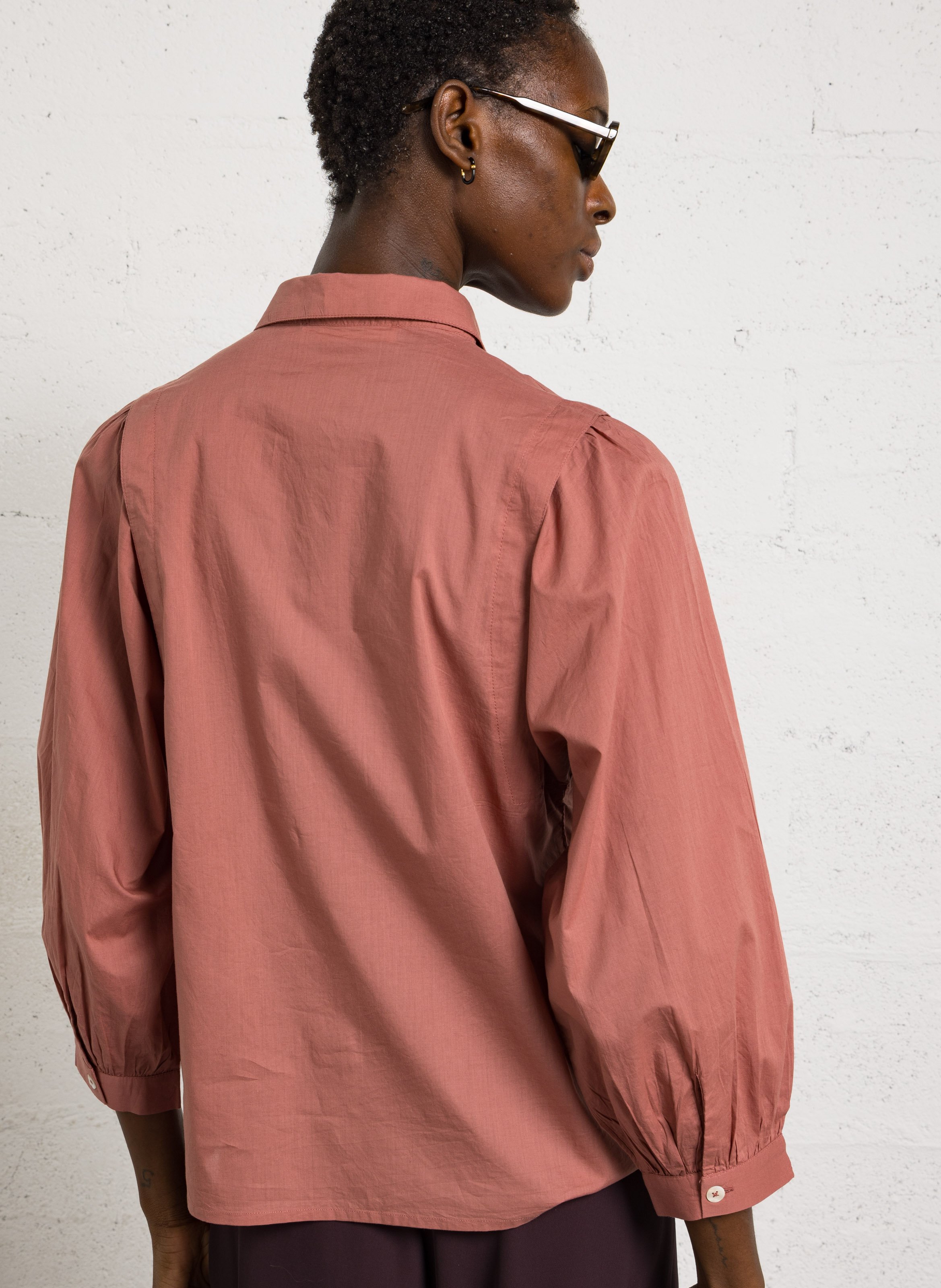Cotton shirt with classic collar NICE THINGS Pink