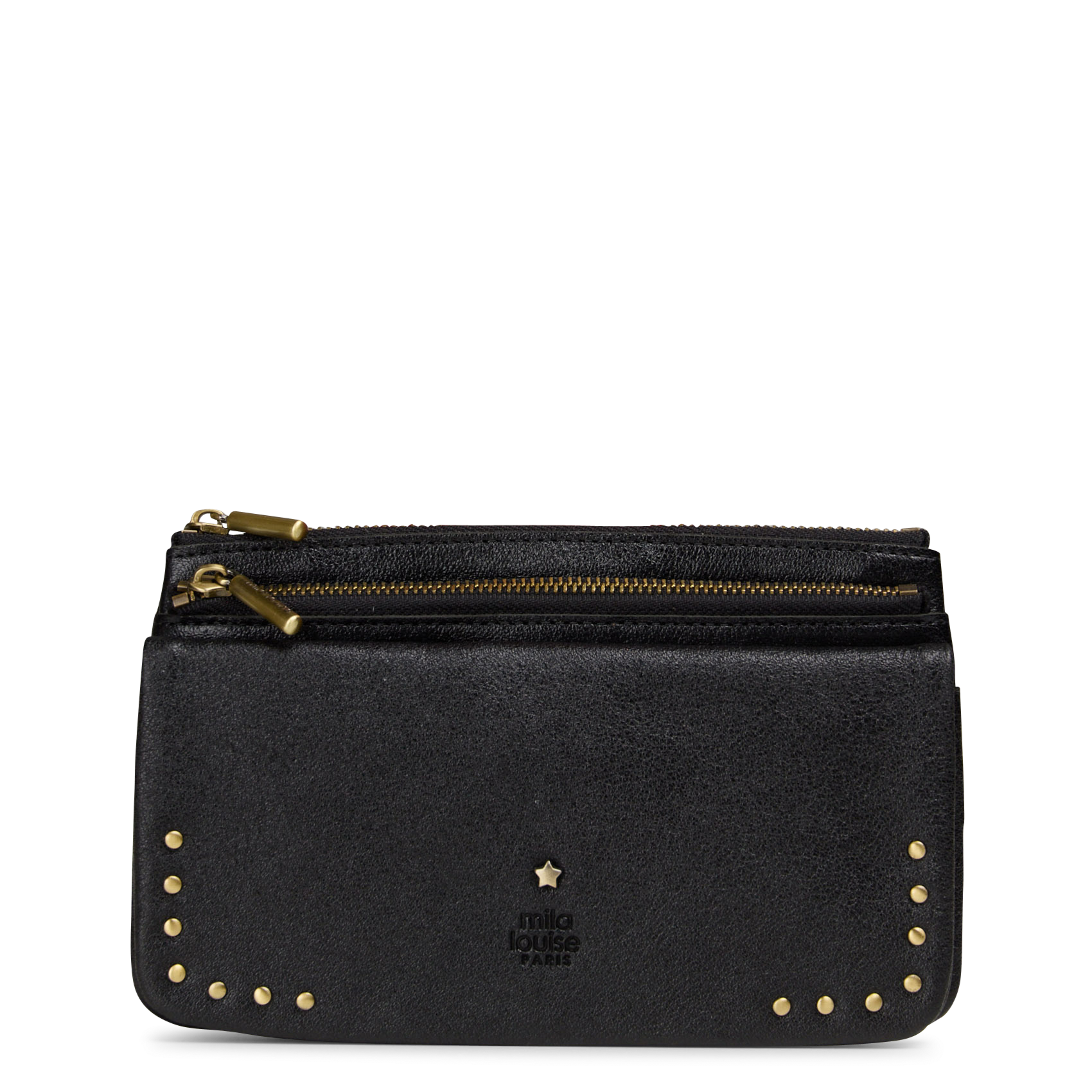 Leder-Brieftasche MILA LOUISE Schwarz