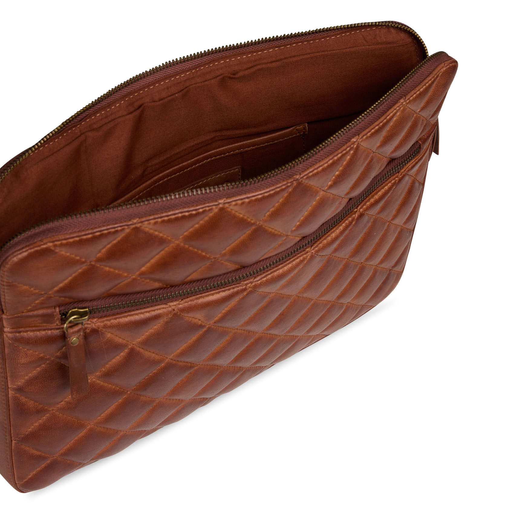 Funda de ordenador de piel acolchada MAISON 123 Marron