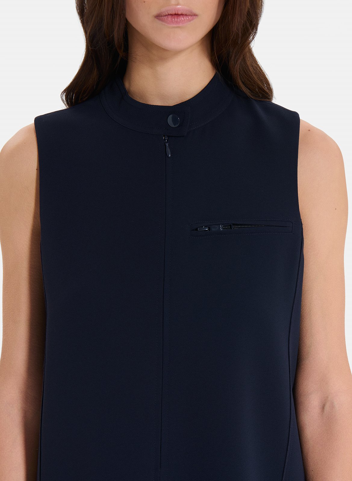 Korte rechte jurk met ronde hals en zonder mouwen ZAPA Blauw