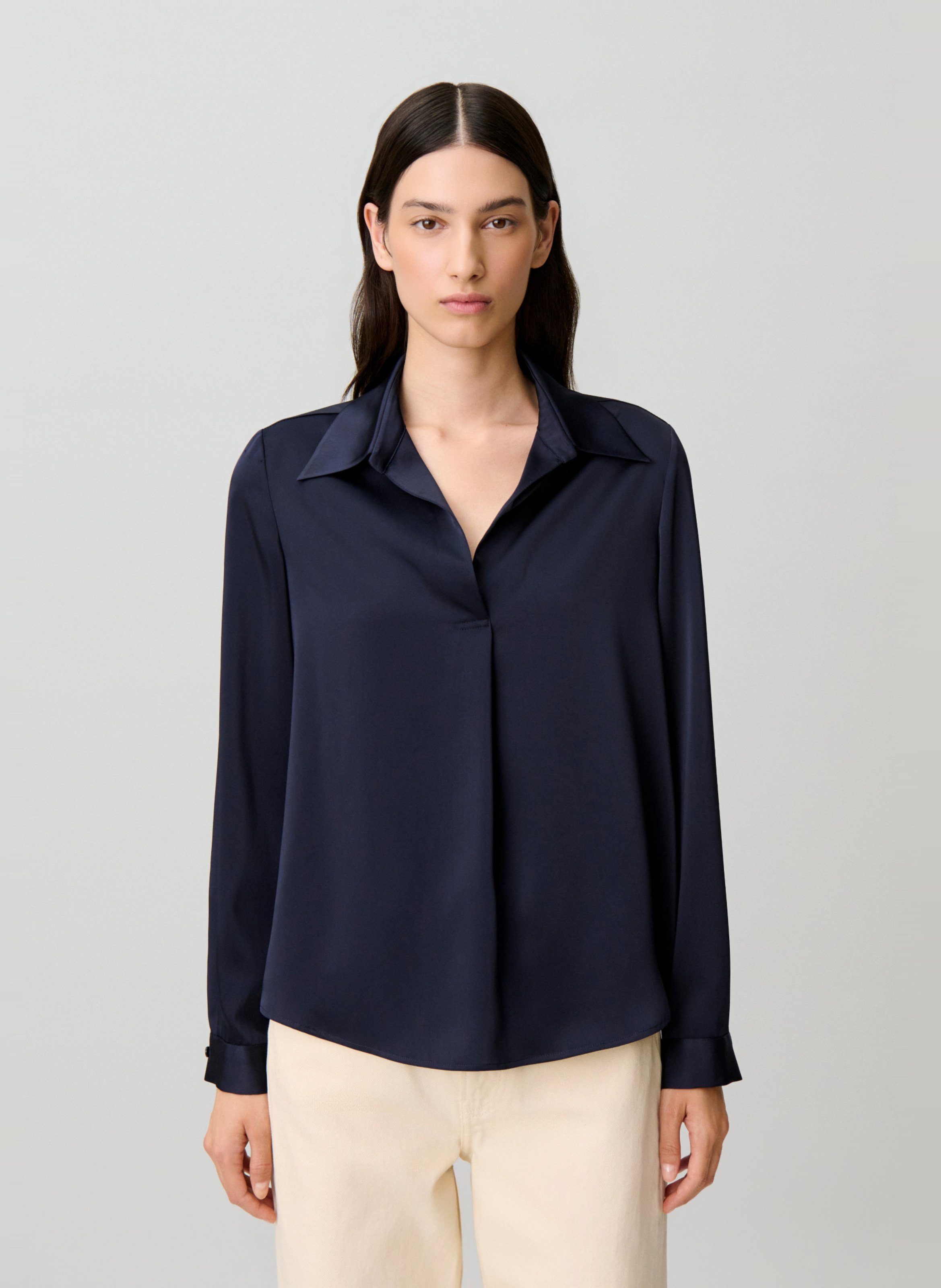 Top à col classique satiné CLAUDIE PIERLOT Bleu