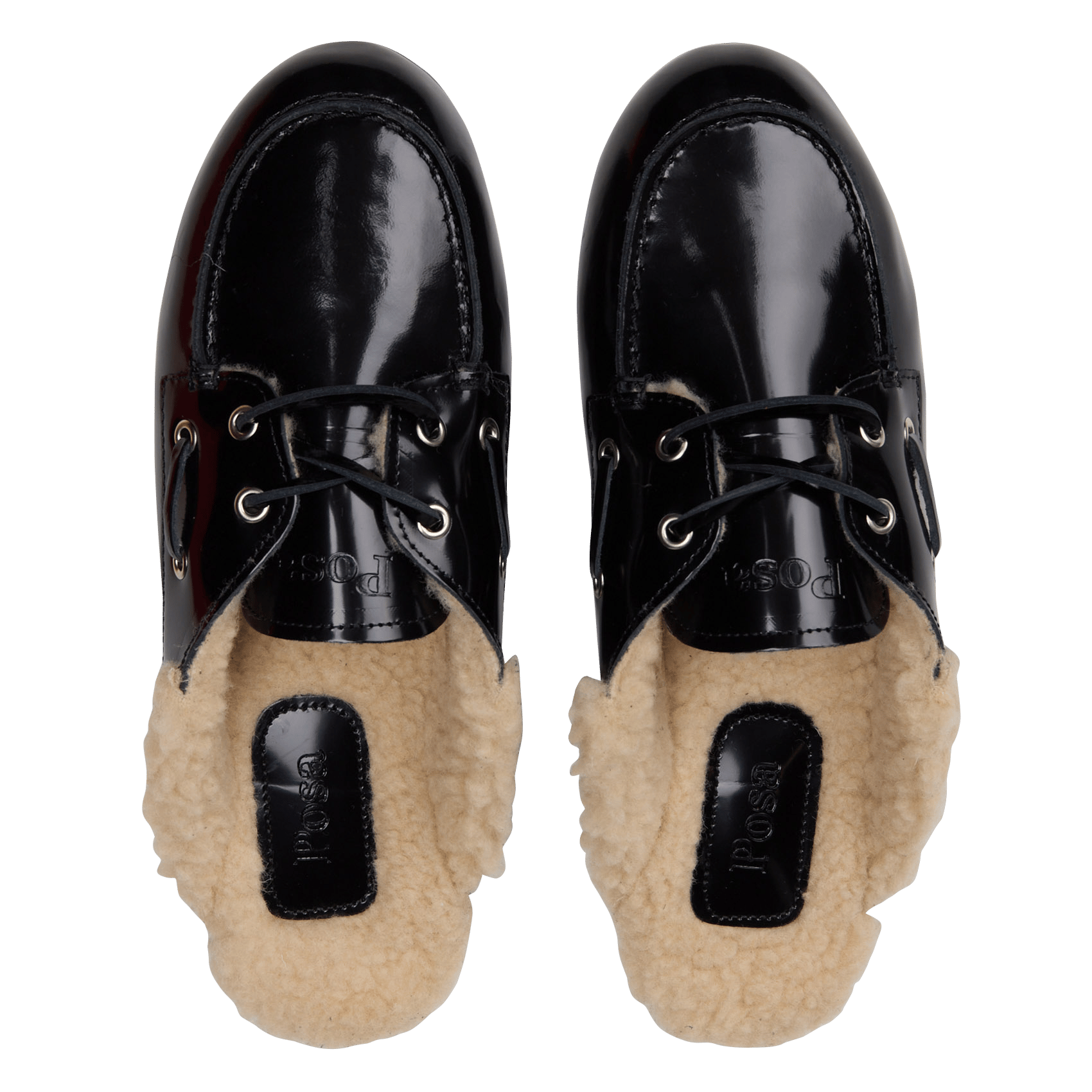 Mixed leather boat shoes POSA Black