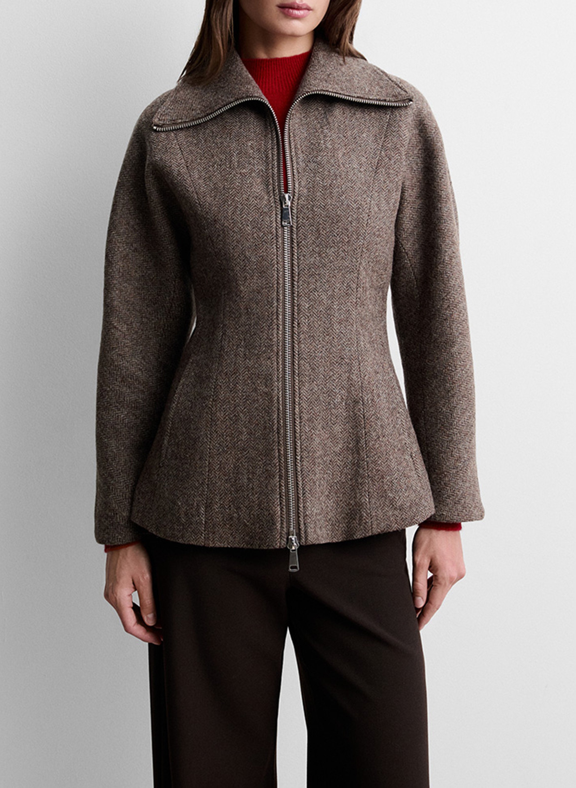 Fitted herringbone jacket SIMORRA Brown