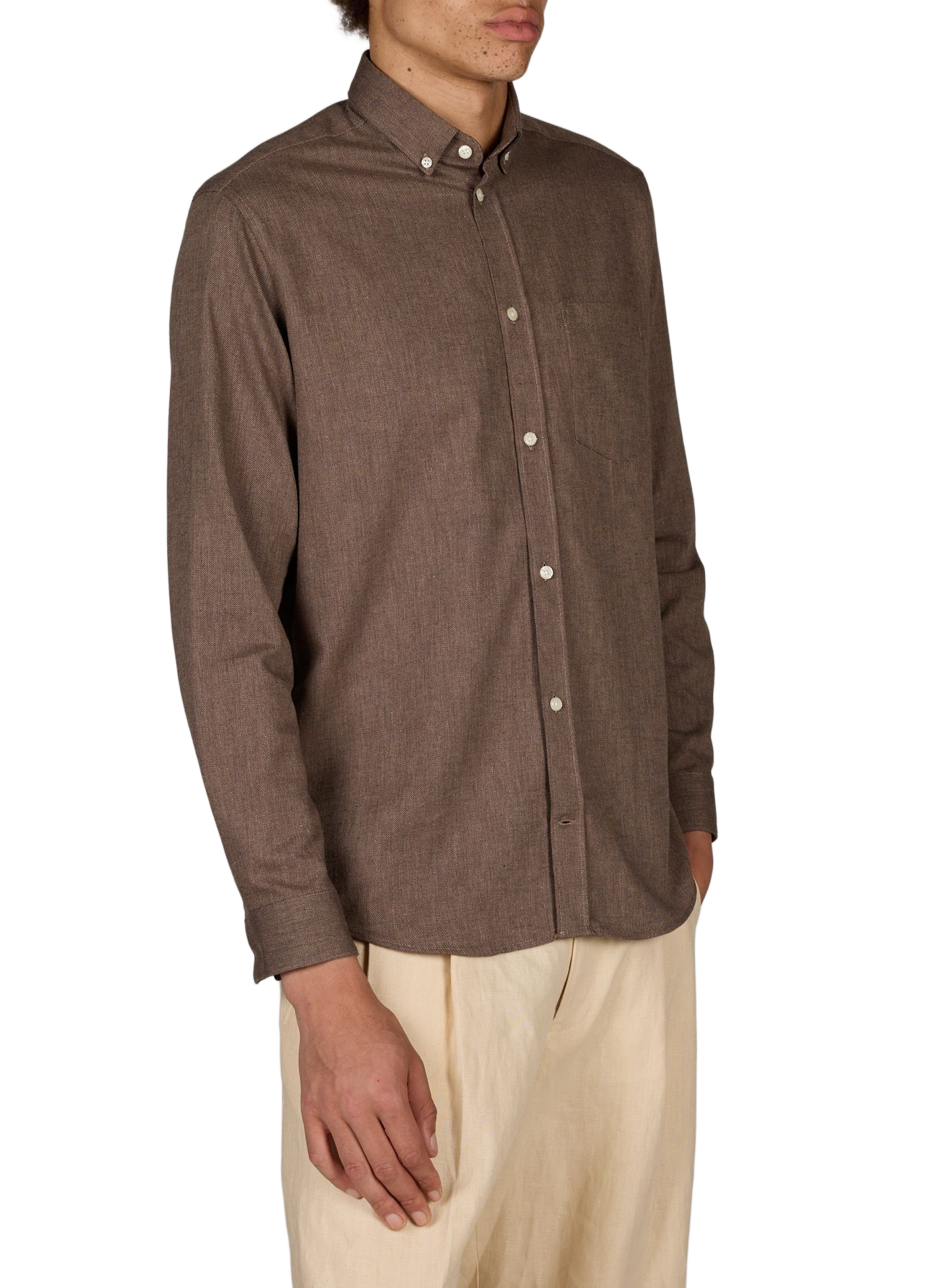 Straight-cut ribbed cotton shirt AU PRINTEMPS PARIS Brown