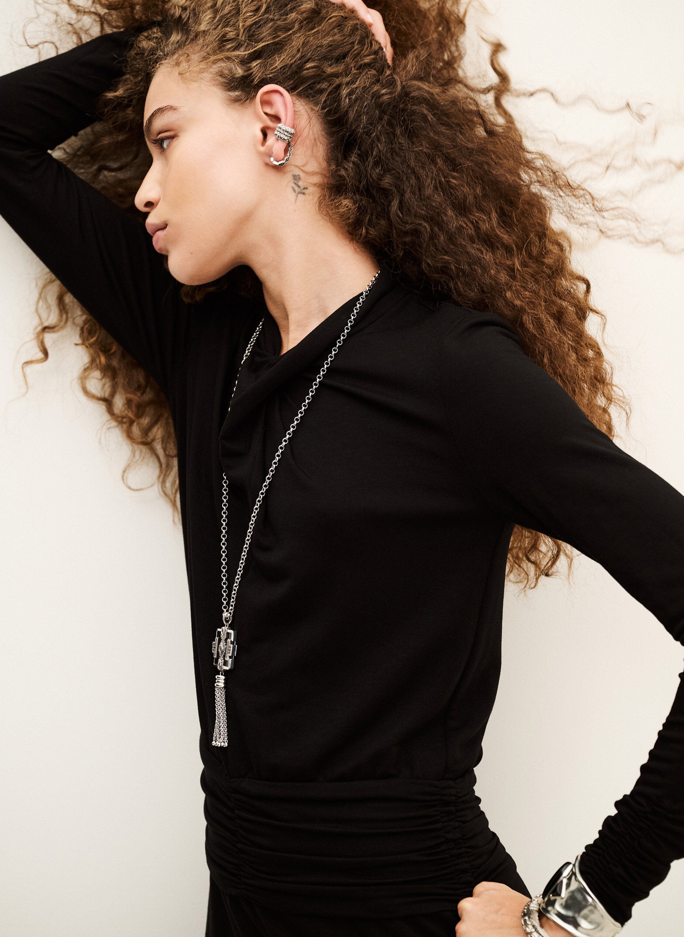 Robe longue drapée unie BA&SH Noir
