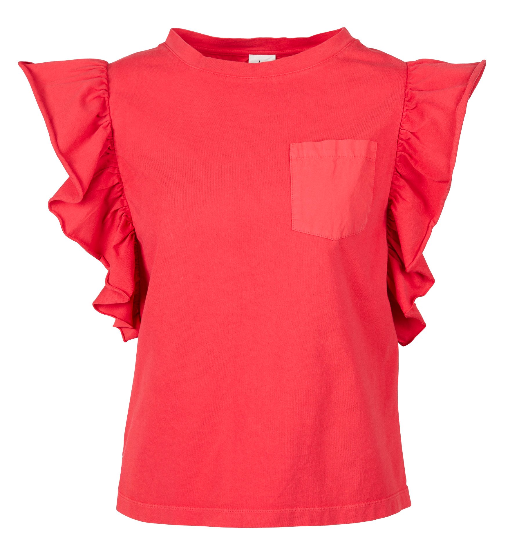 Tee-shirt col rond sans manches à volants ATTIC AND BARN Rose