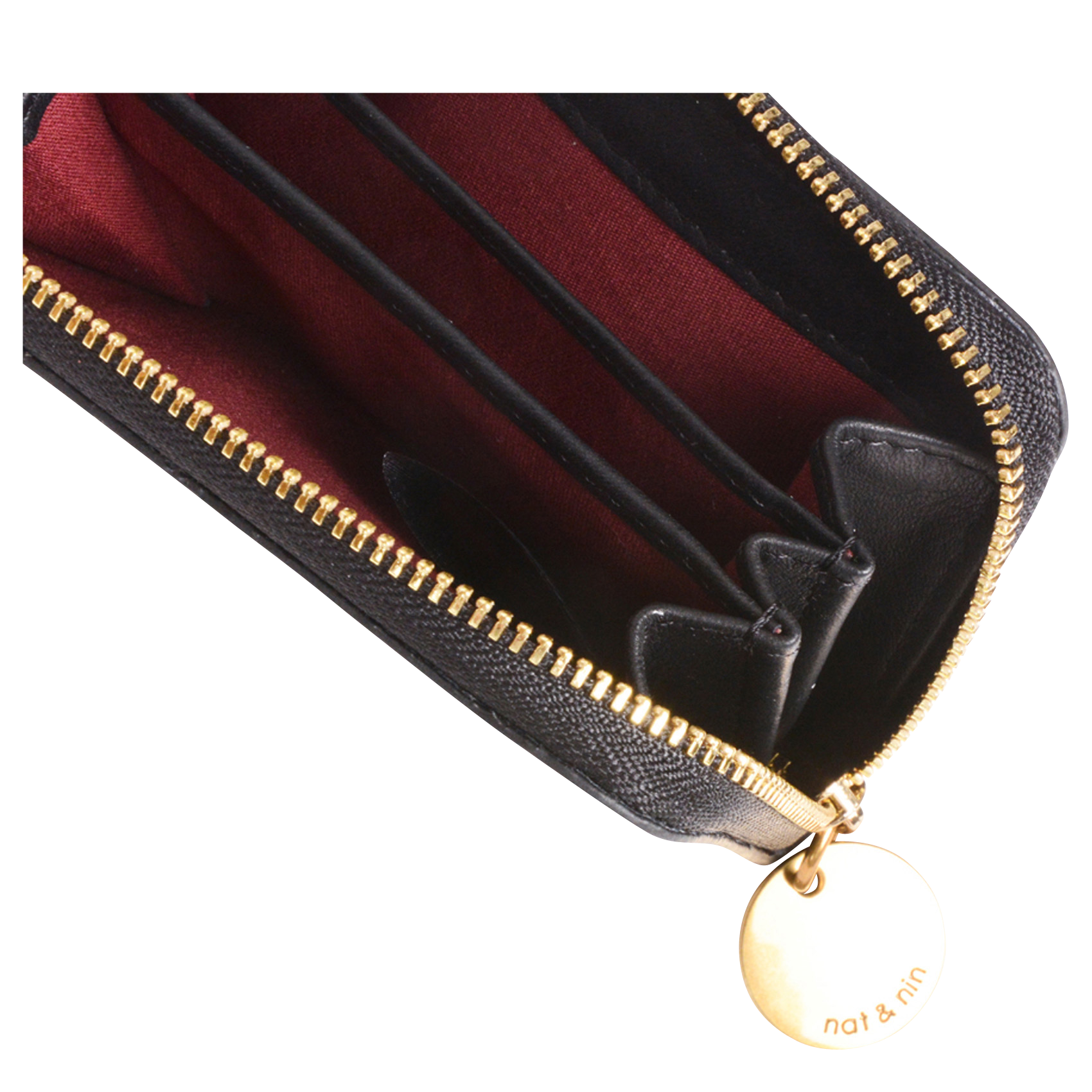 Porte monnaie en cuir NAT & NIN Noir
