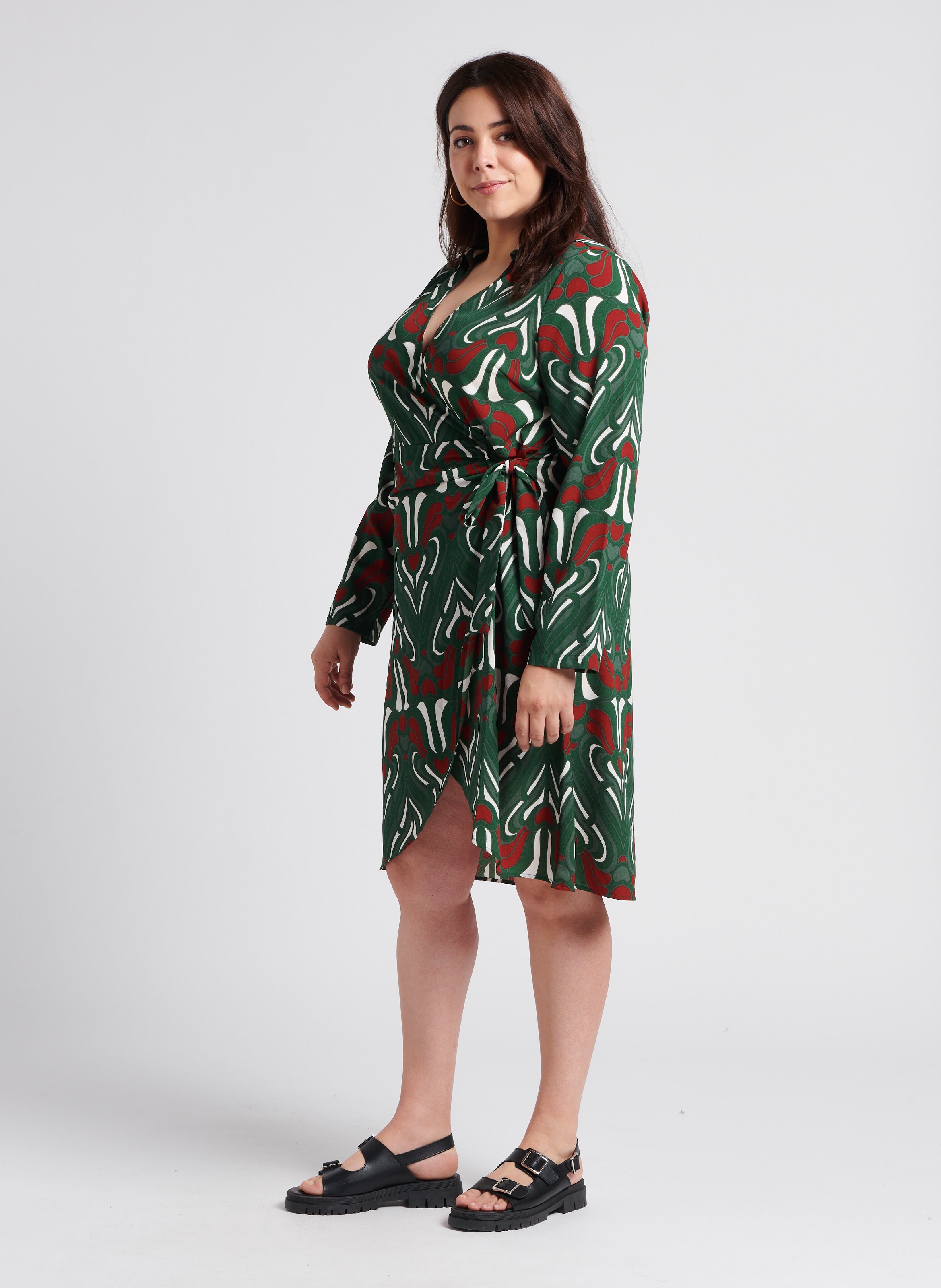 Robe courte portefeuille imprimée  EVOKED Vert