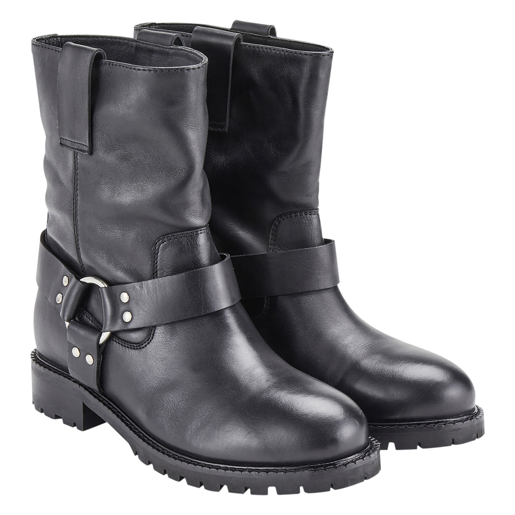 Bottines plates à brides en cuir COSMOPARIS Noir