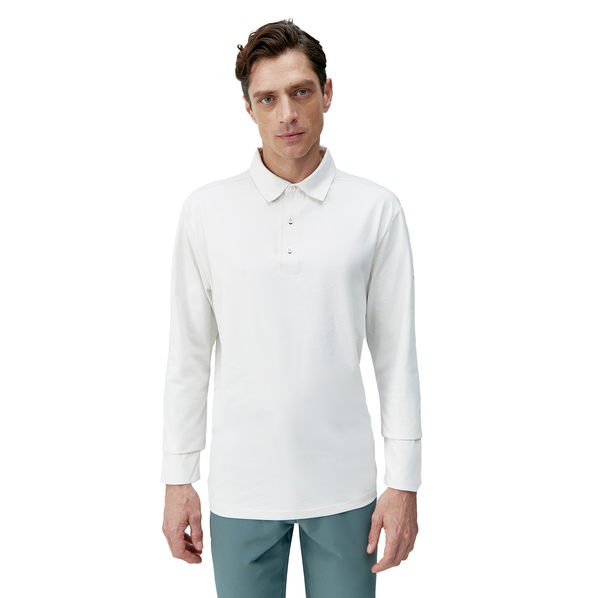 Long-sleeved maroon polo with buttons BORN LIVING YOGA White