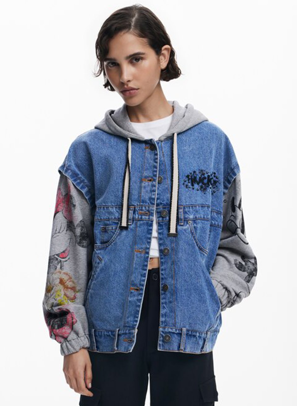 Veste oversize en coton à capuche DESIGUAL Bleu