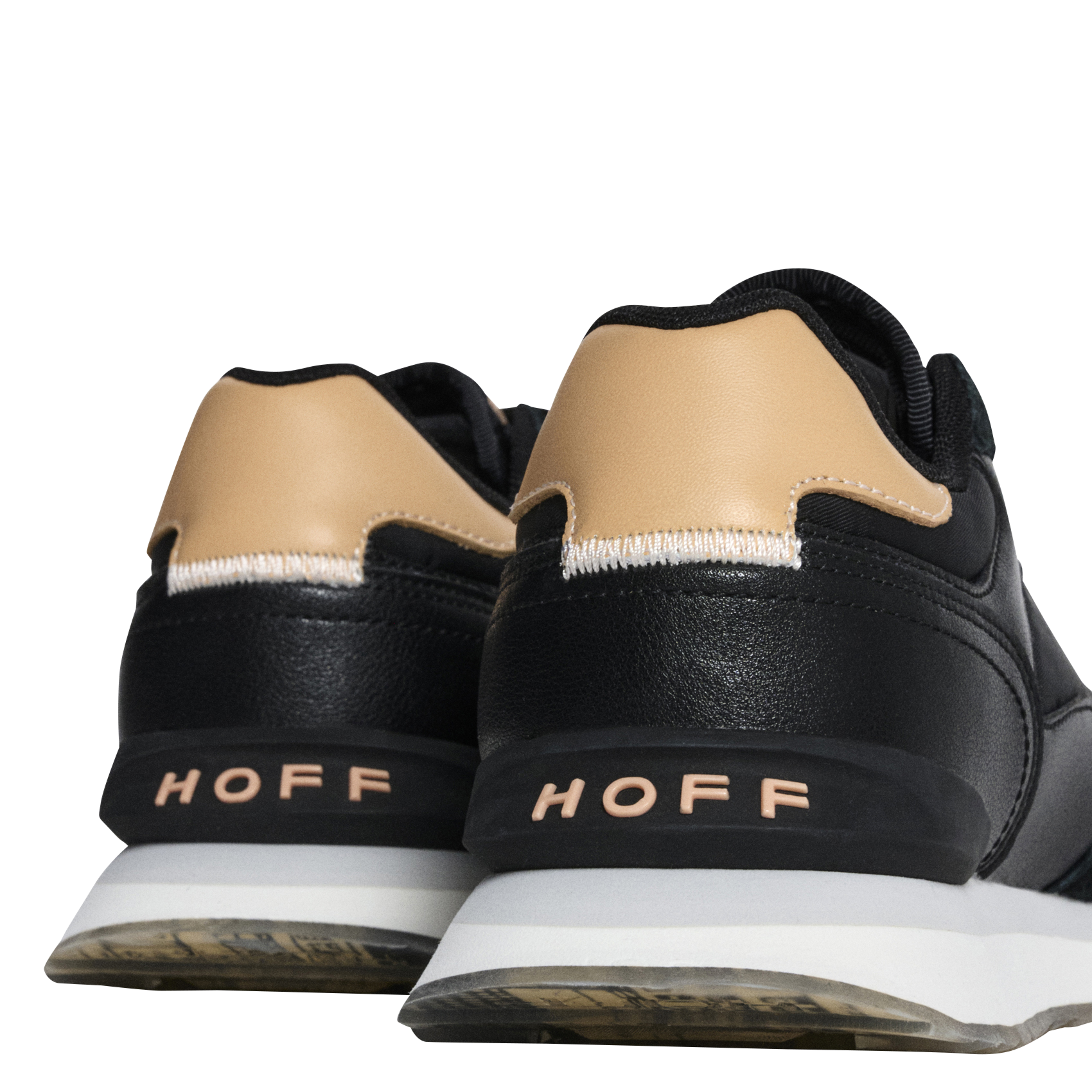 Baskets basses à lacets en cuir mélangé Noir