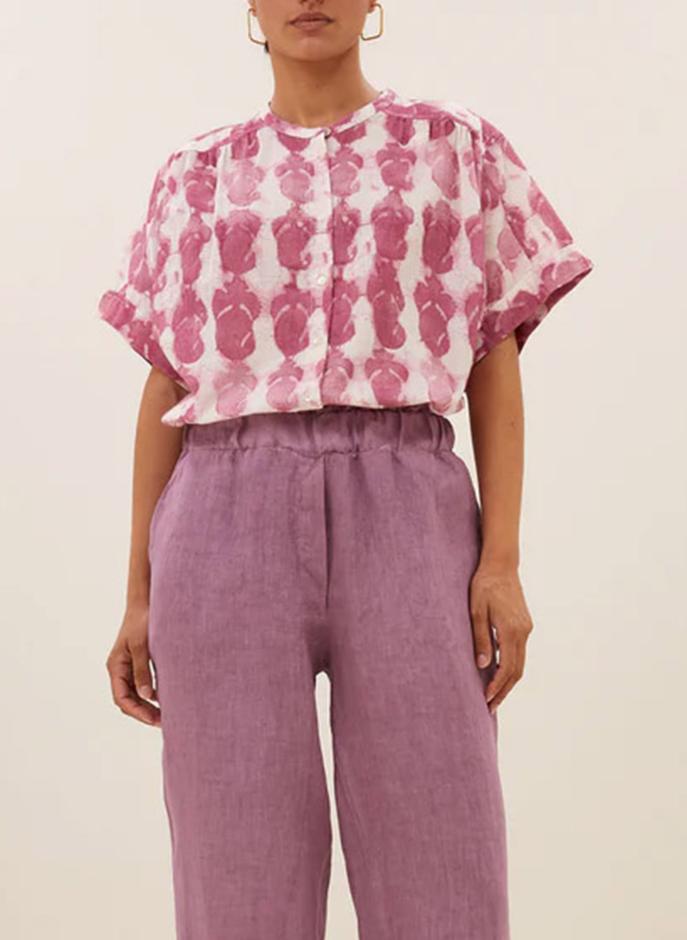 Buttoned blouse with patterns BY BAR Pink