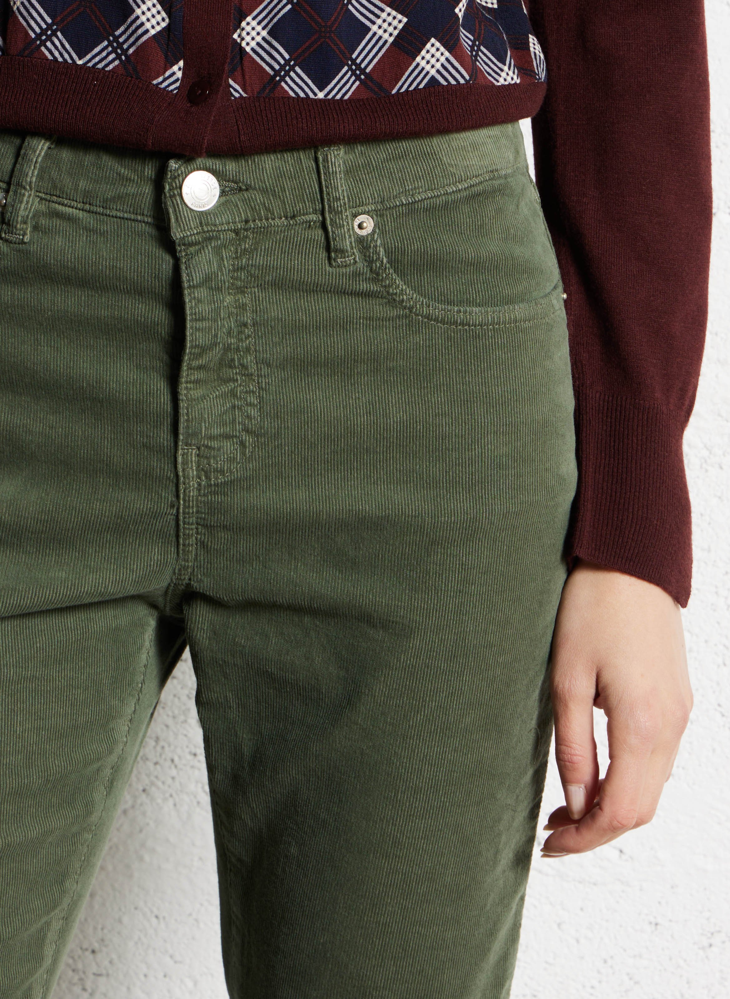 Pantalon van katoenm&eacute;lange met smalle pijp ACQUAVERDE Kaki