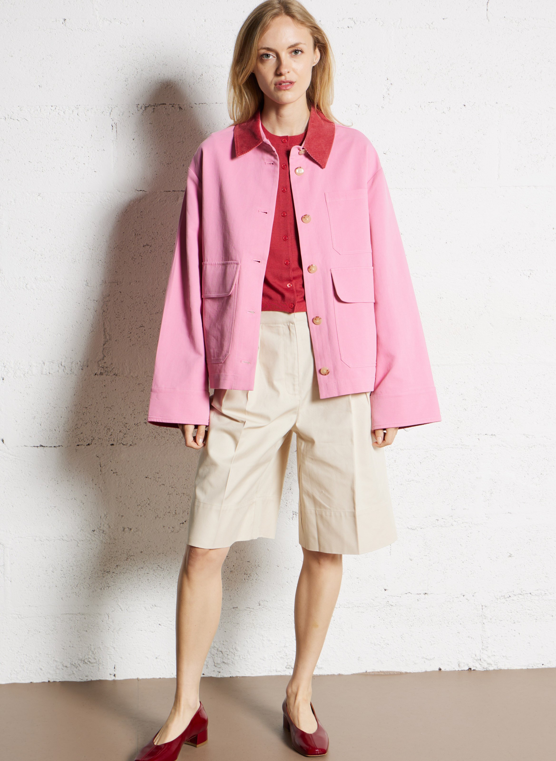 Heeled leather ballet pumps BOBBIES Red