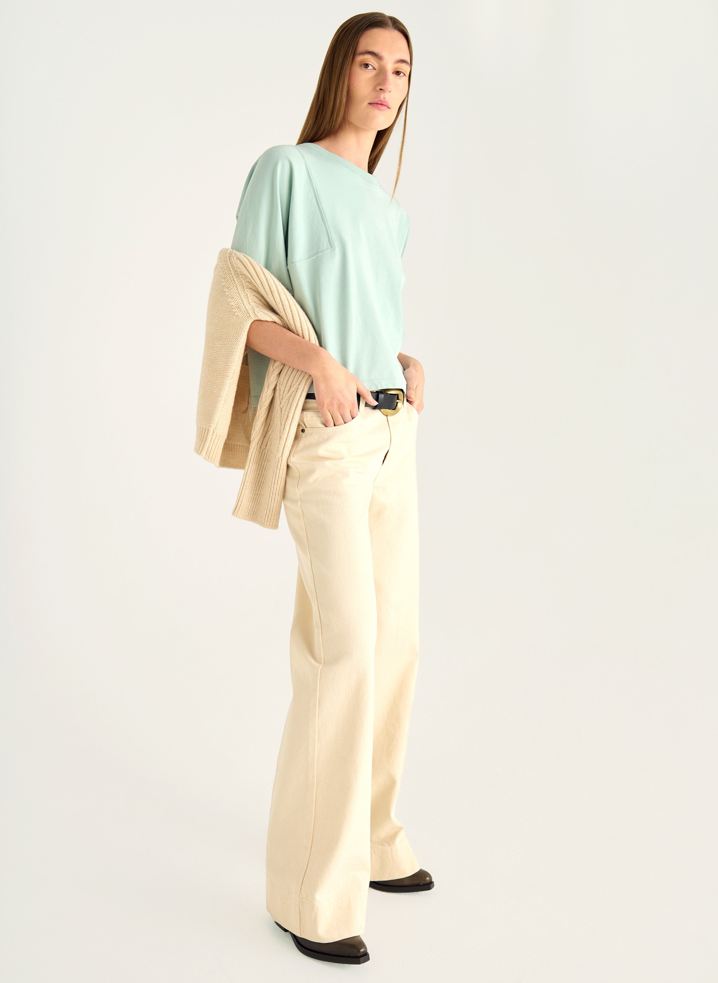 Tee-shirt col rond en coton bio ACOTE Bleu