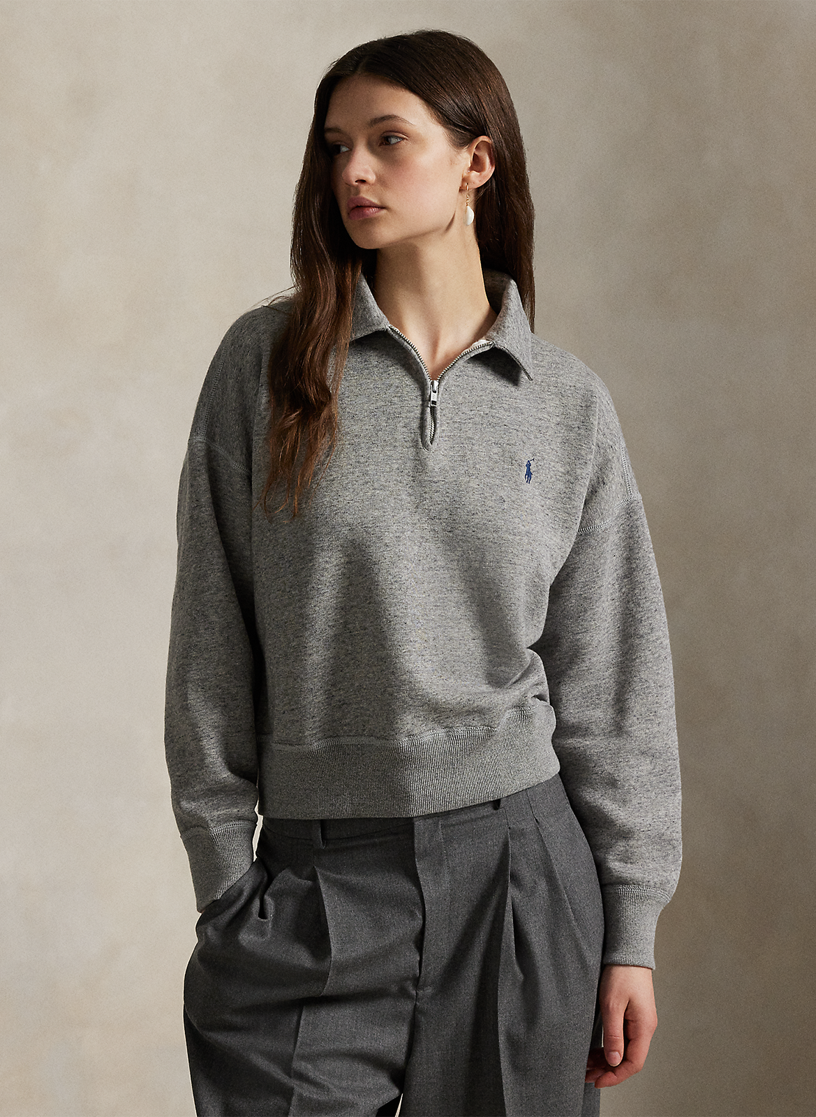 Sweat col classique en coton mélangé POLO RALPH LAUREN