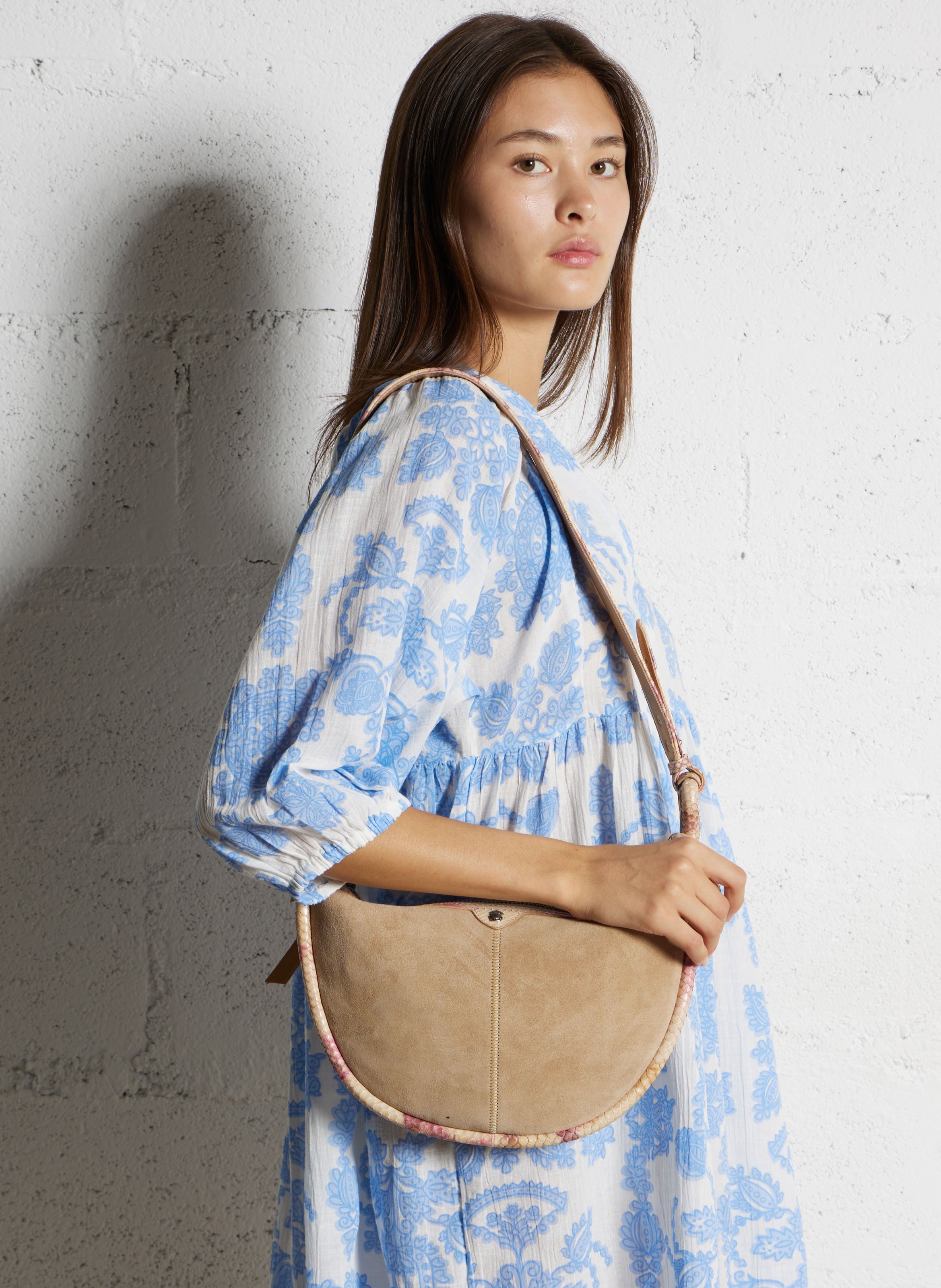 Sac en cuir velours mélangé CLARIS VIROT Marron