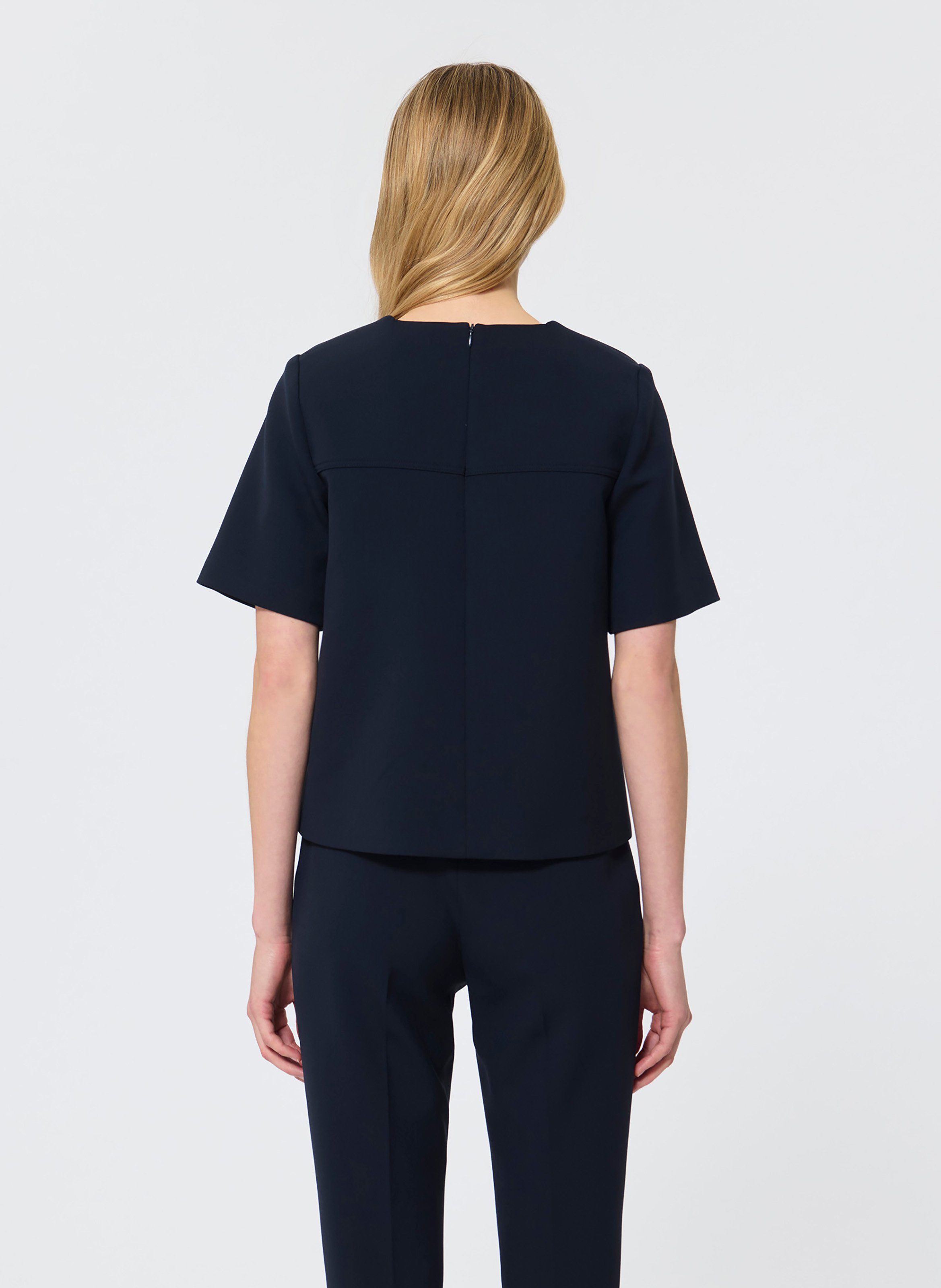 Gerader einfarbiger Top mit Schleife. TARA JARMON Blau