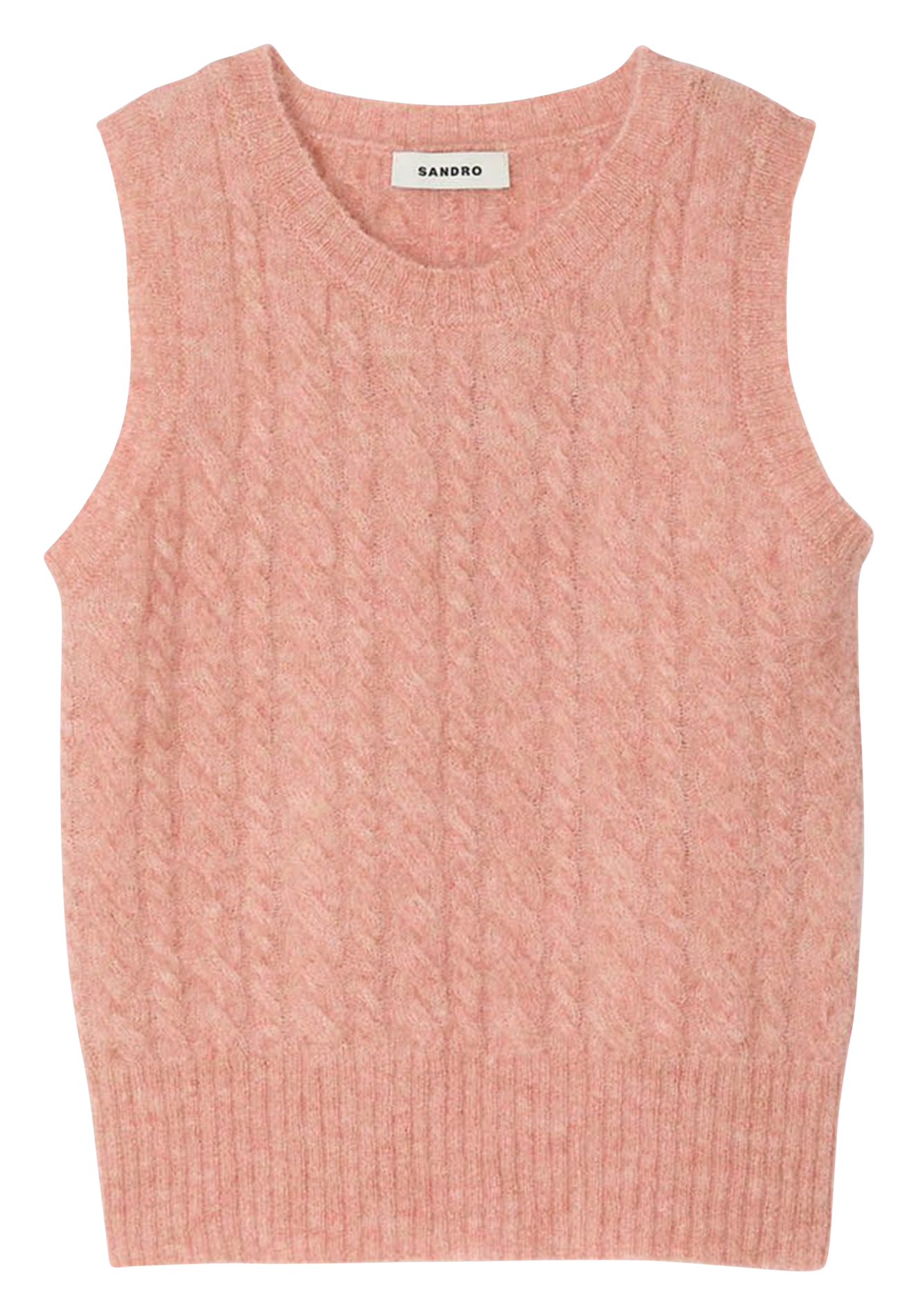 Pull col rond en laine mélangée SANDRO Rose