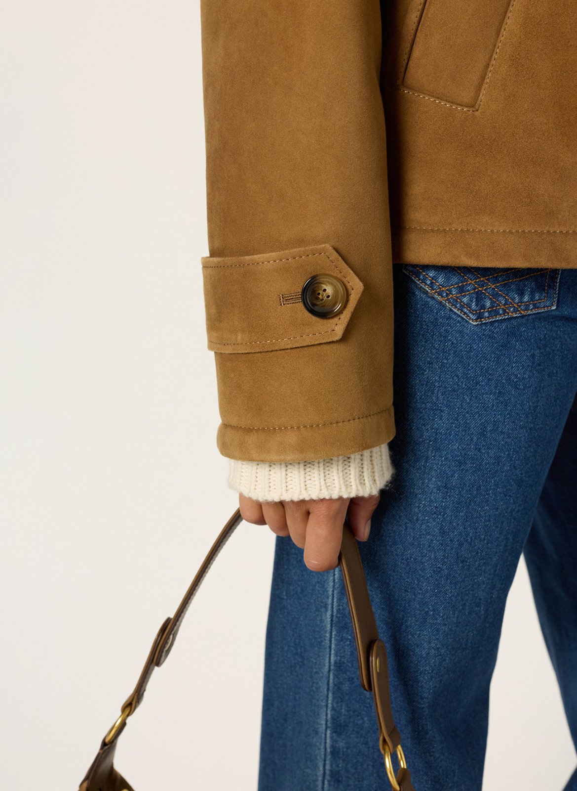 Veste col classique en suède GERARD DAREL Marron