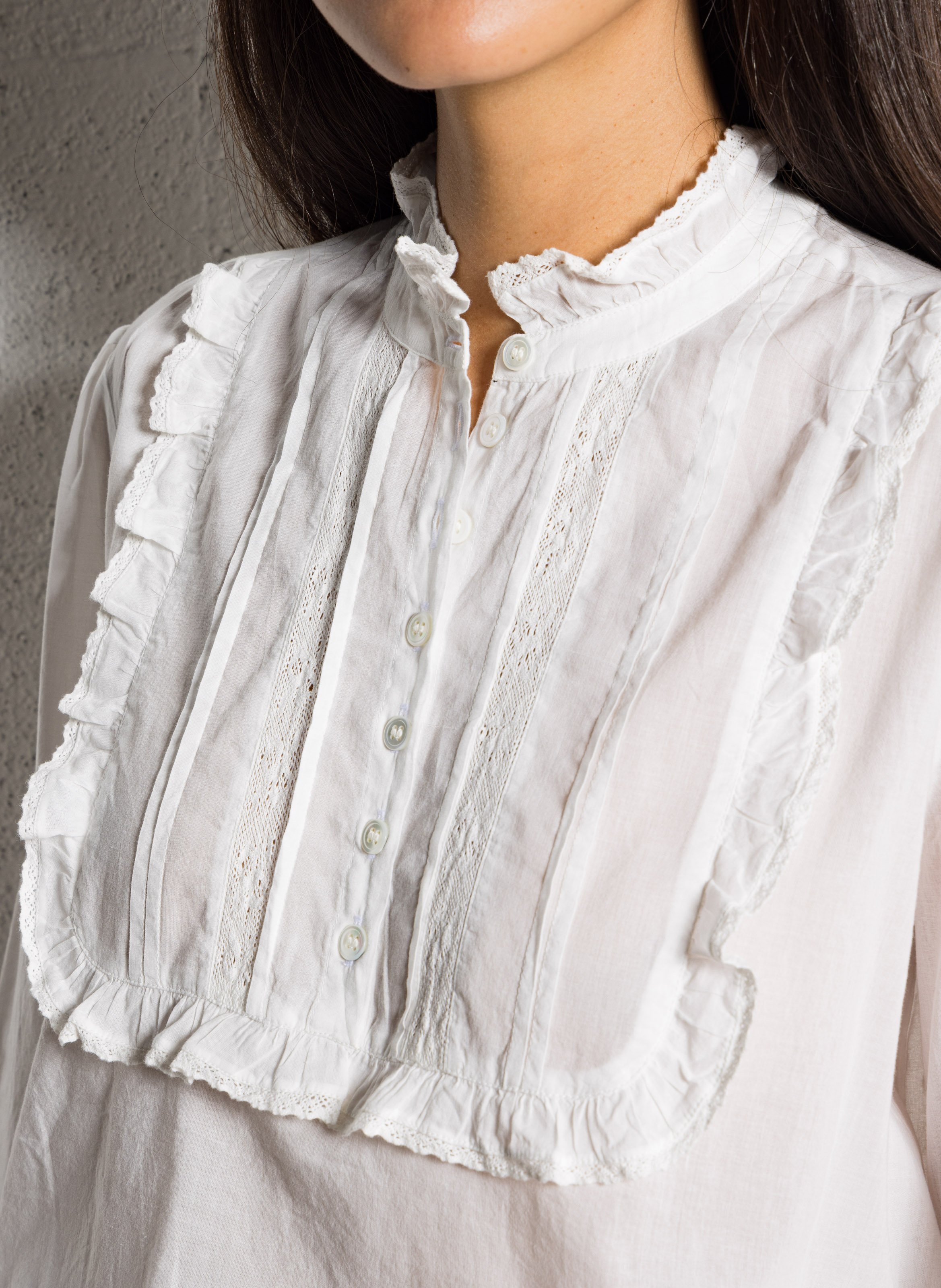 Victorian collar cotton blouse DES PETITS HAUTS Beige