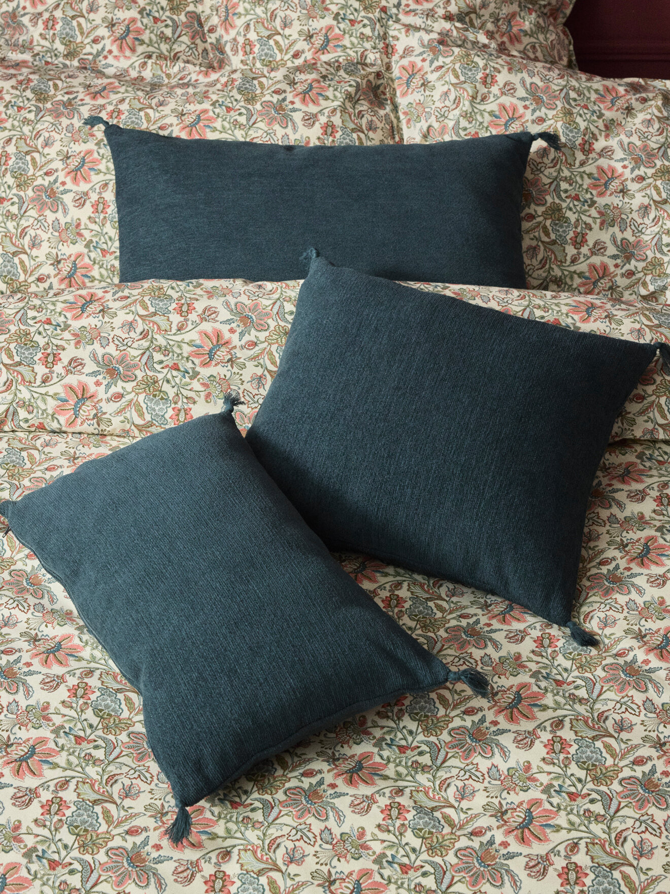 Housse de coussin en coton chenille CYRILLUS Bleu