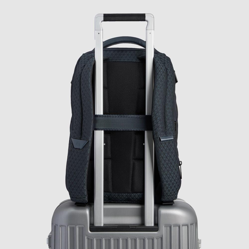 Modular travel backpack for computer and ipad® with glasses pocket and anti-theft system PIQUADRO Blue